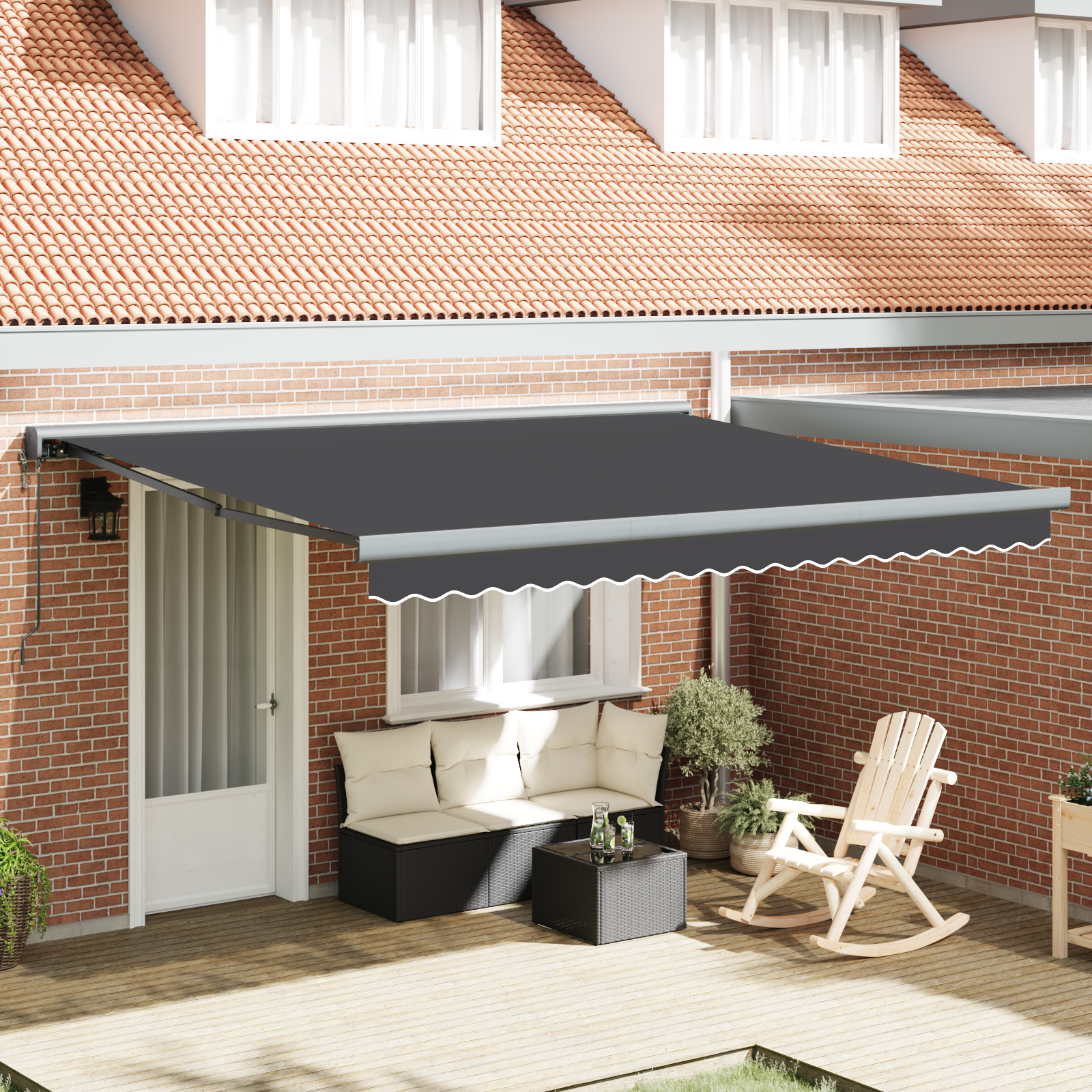 vidaXL Cortina Retractabilă Manual portocaliu și alb 350 x 250 cm vidaXL Cortina Retractabilă Manual portocaliu și alb 350 x 250 cm