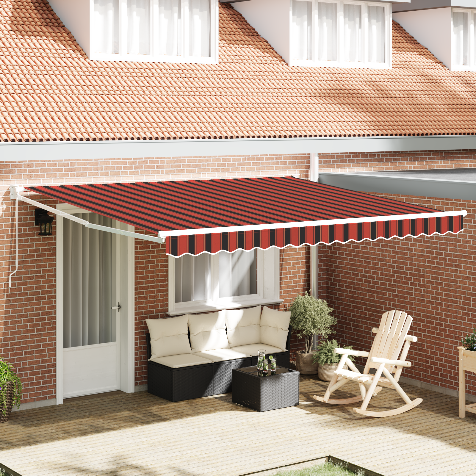 vidaXL Pergolă retractabilă manuală portocalie și maro 350x250 cm vidaXL Pergolă retractabilă manuală portocalie și maro 350x250 cm