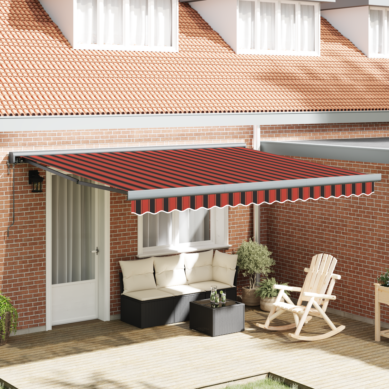 vidaXL Cortina Retractabilă portocaliu și maro 350 x 250 cm țesătură vidaXL Cortina Retractabilă portocaliu și maro 350 x 250 cm țesătură