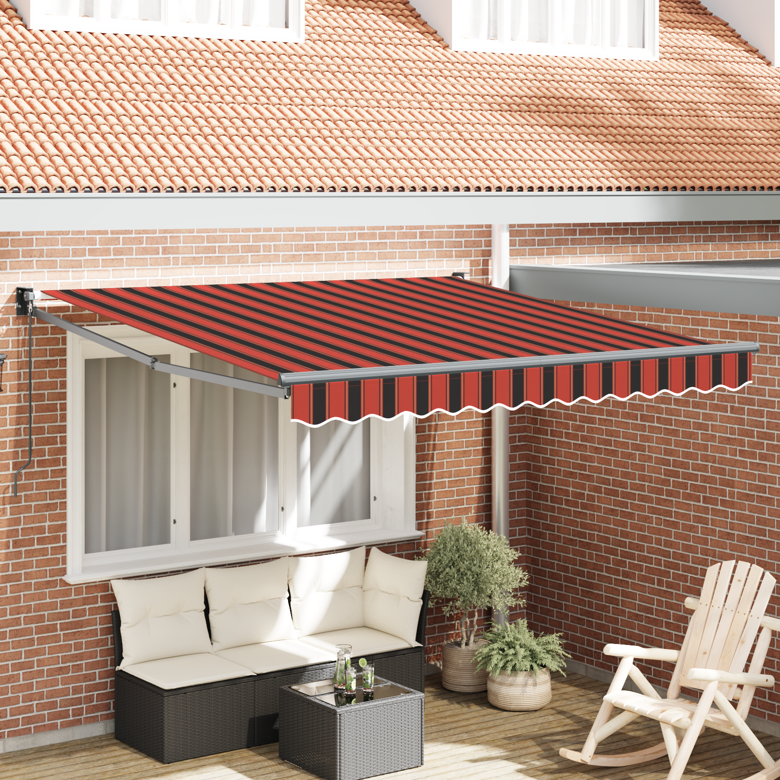 vidaXL Pergolă retractabilă manuală, portocalie și maronie, 350x250 cm vidaXL Pergolă retractabilă manuală, portocalie și maronie, 350x250 cm