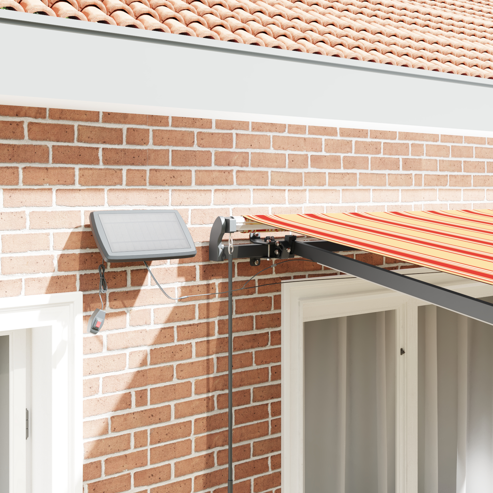 vidaXL Cortina Retractabilă galben și portocaliu 350 x 250 cm țesătură vidaXL Cortina Retractabilă galben și portocaliu 350 x 250 cm țesătură