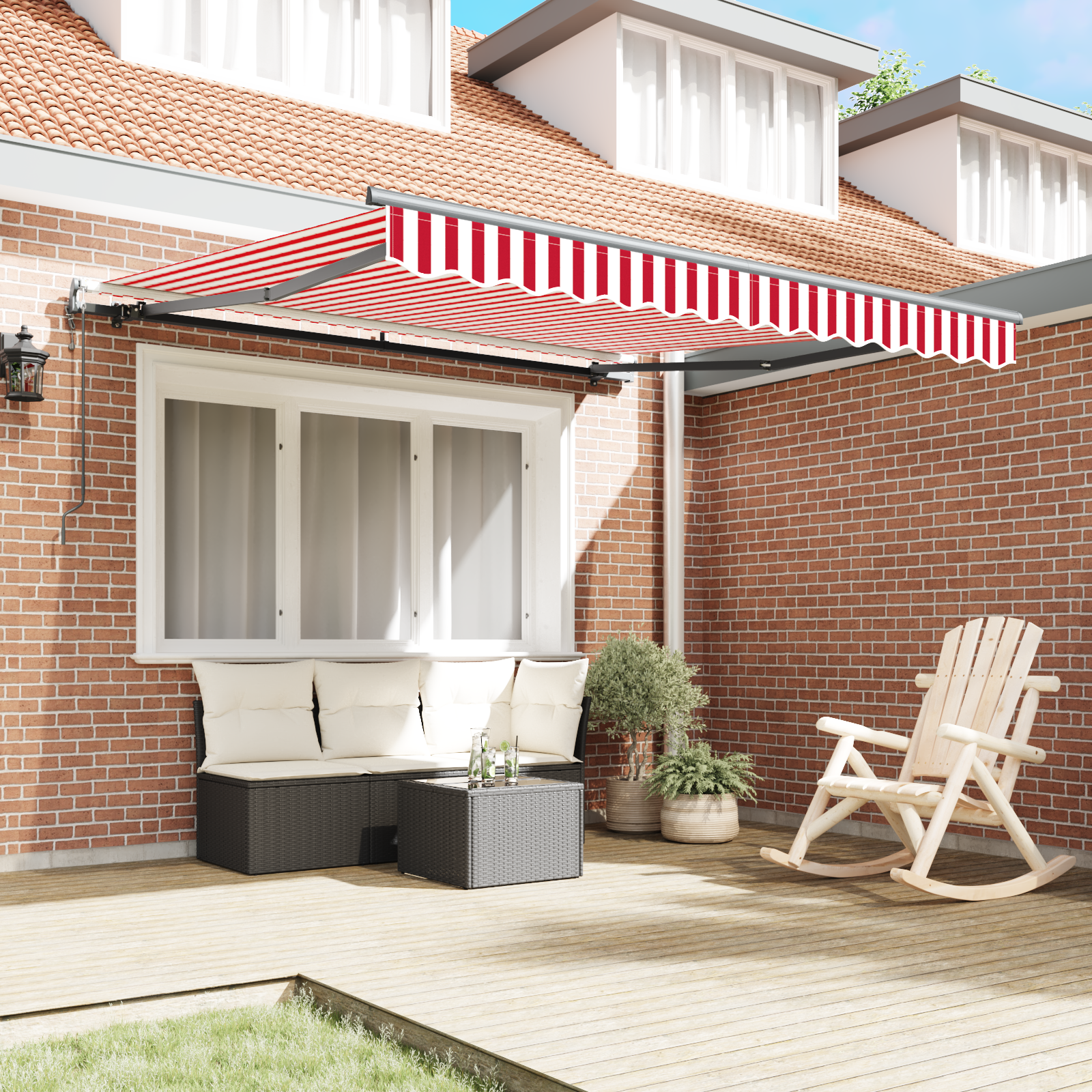 vidaXL Pergola automată , retractabilă, roșie și albă, 350 x 250 cm vidaXL Pergola automată , retractabilă, roșie și albă, 350 x 250 cm