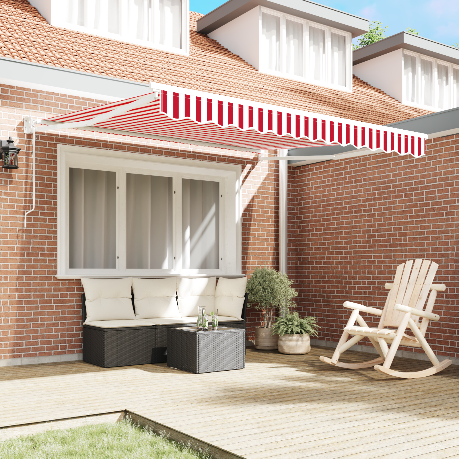 vidaXL Cortina Retractabilă Roșu și alb 350 x 250 cm țesătură vidaXL Cortina Retractabilă Roșu și alb 350 x 250 cm țesătură