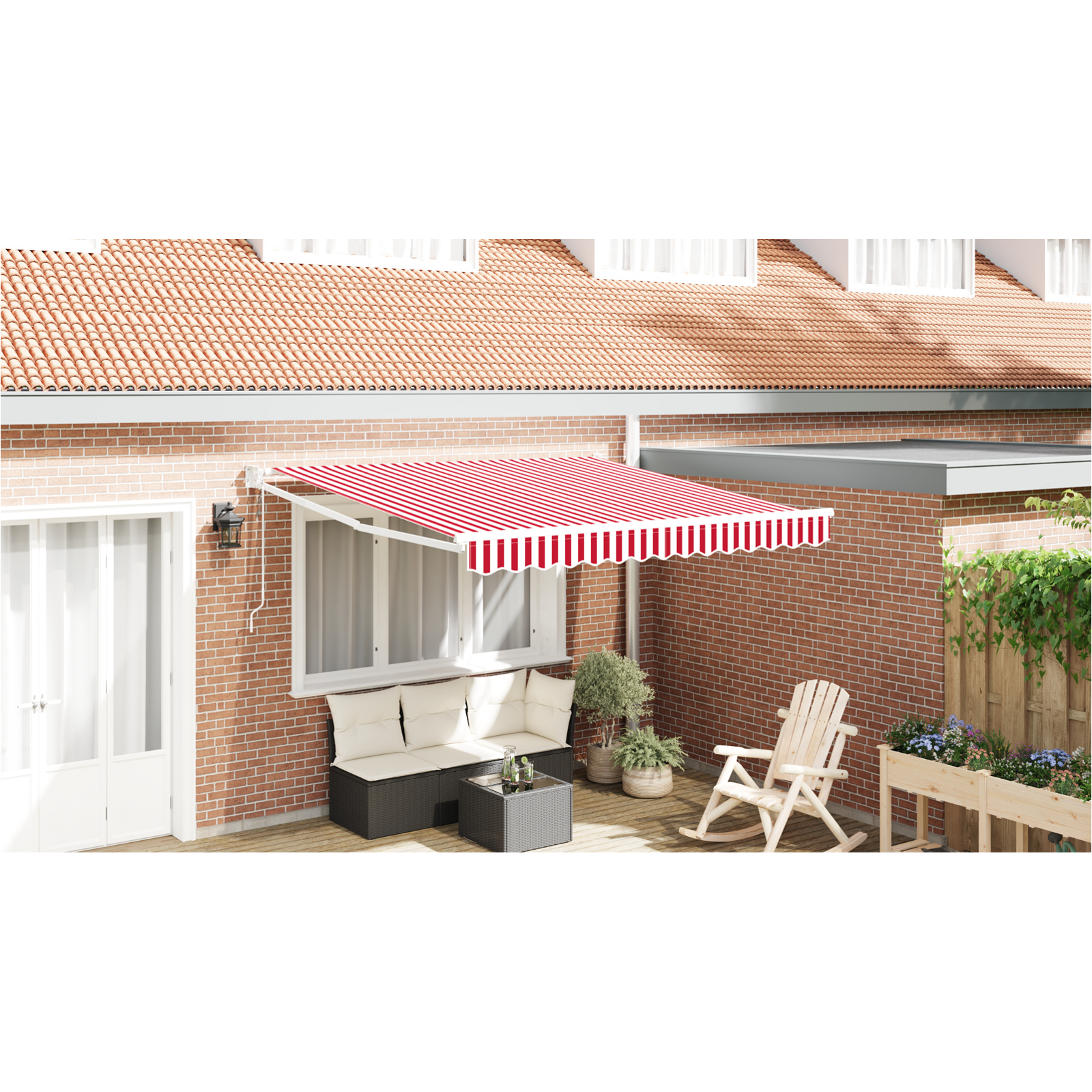 vidaXL Cortina Retractabilă Roșu și alb 350 x 250 cm țesătură vidaXL Cortina Retractabilă Roșu și alb 350 x 250 cm țesătură