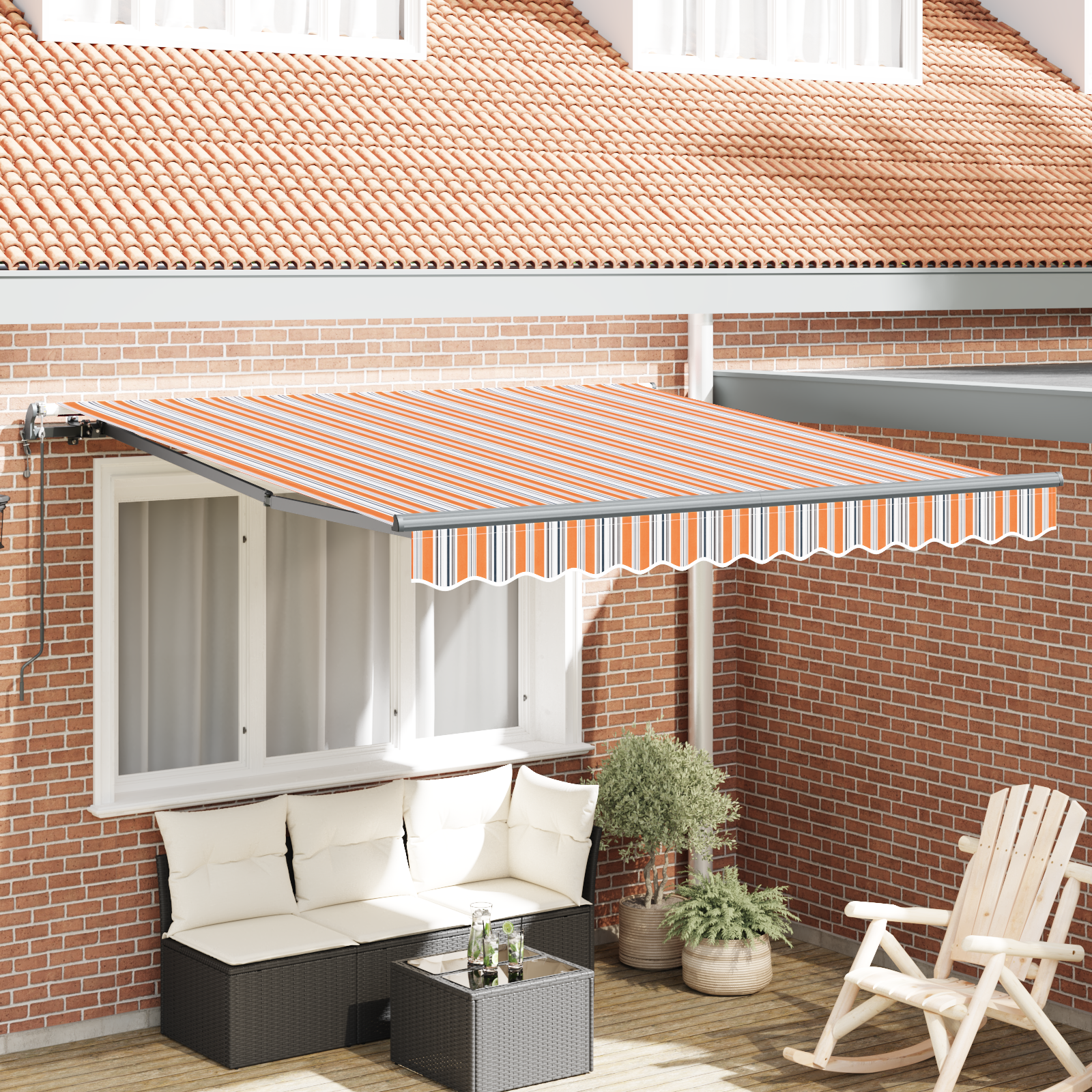 vidaXL Obrotnic retractabil automat cu dungi colorate, 350 x 250 cm vidaXL Obrotnic retractabil automat cu dungi colorate, 350 x 250 cm