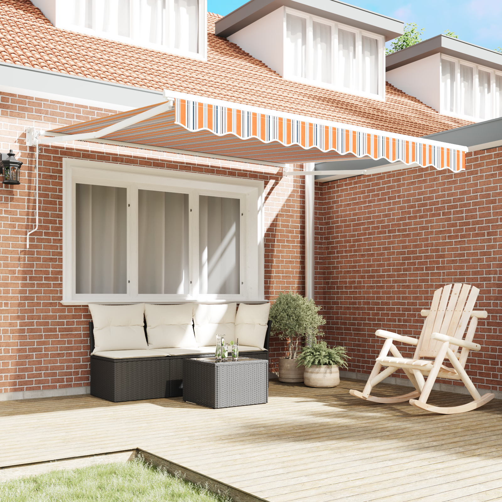 vidaXL Cortina Retractabilă Portocaliu Gri Albastru Alb 350 x 250 cm vidaXL Cortina Retractabilă Portocaliu Gri Albastru Alb 350 x 250 cm