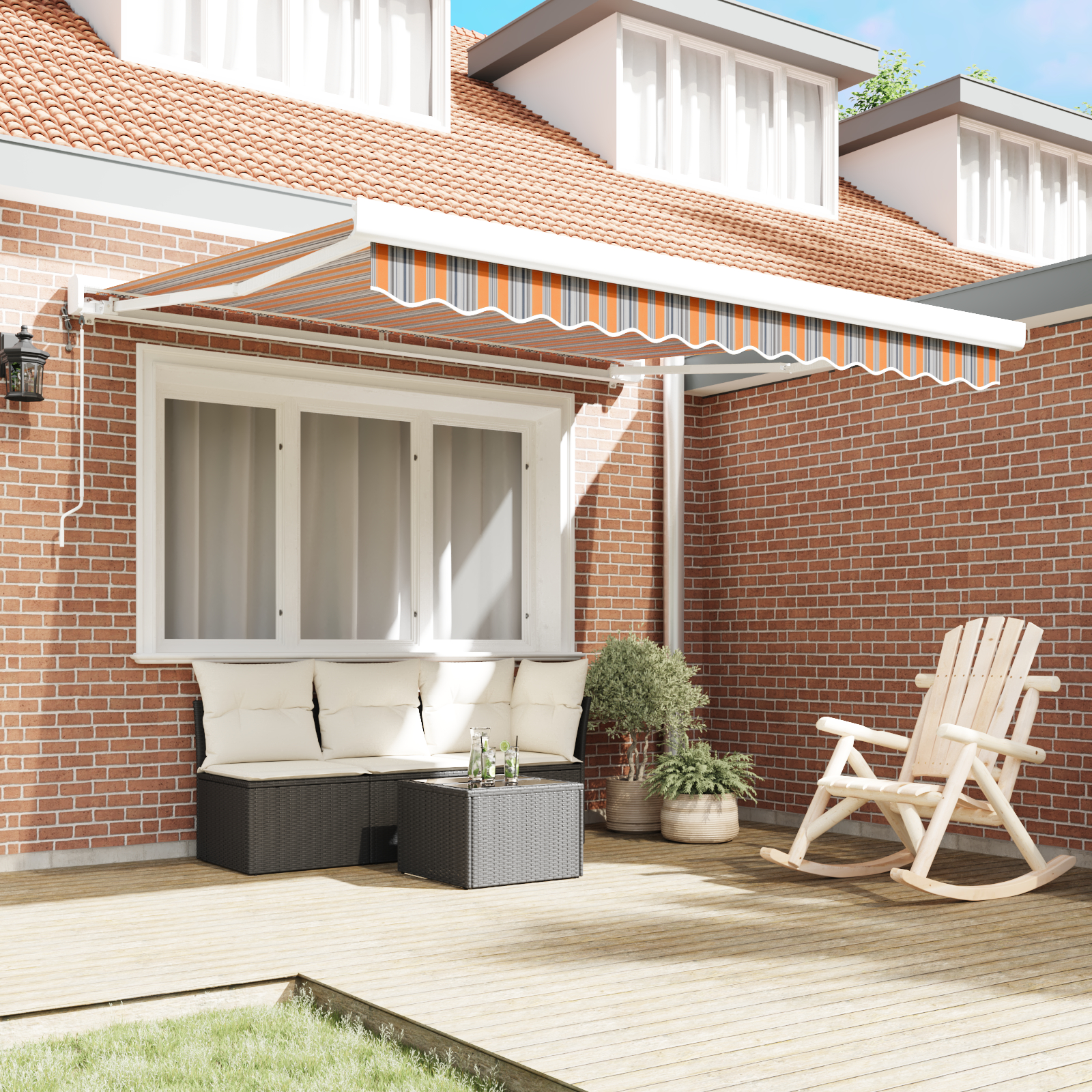 vidaXL Markiza retractabilă automată cu dungi colorate, 350x250 cm