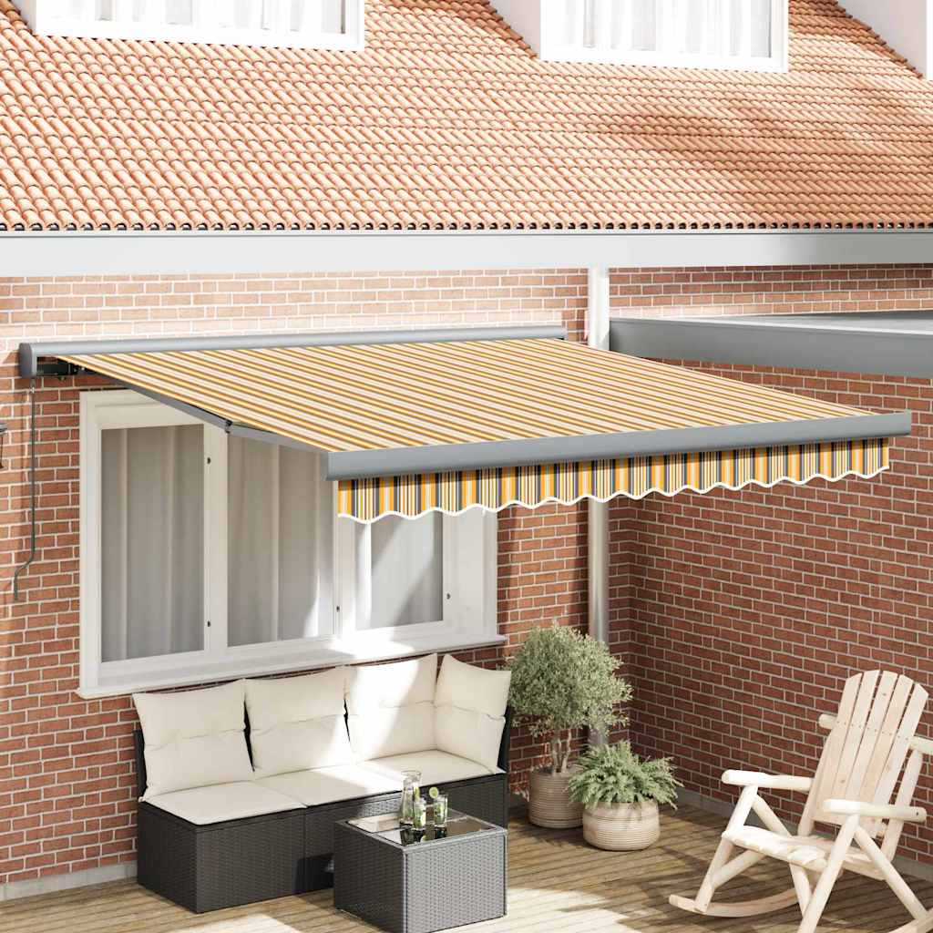 vidaXL Umbra manuală retractabilă cu dungi colorate 350x250 cm