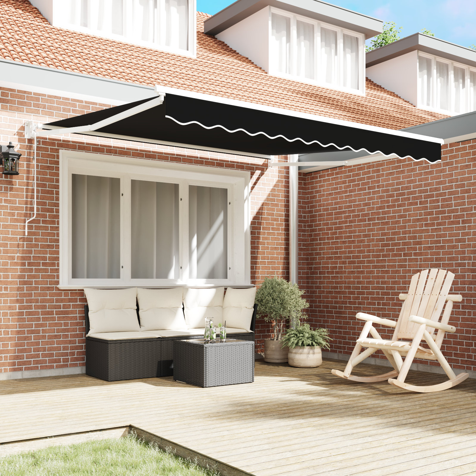 Marchiza retractabilă automată vidaXL Negru 350x250 cm Marchiza retractabilă automată vidaXL Negru 350x250 cm