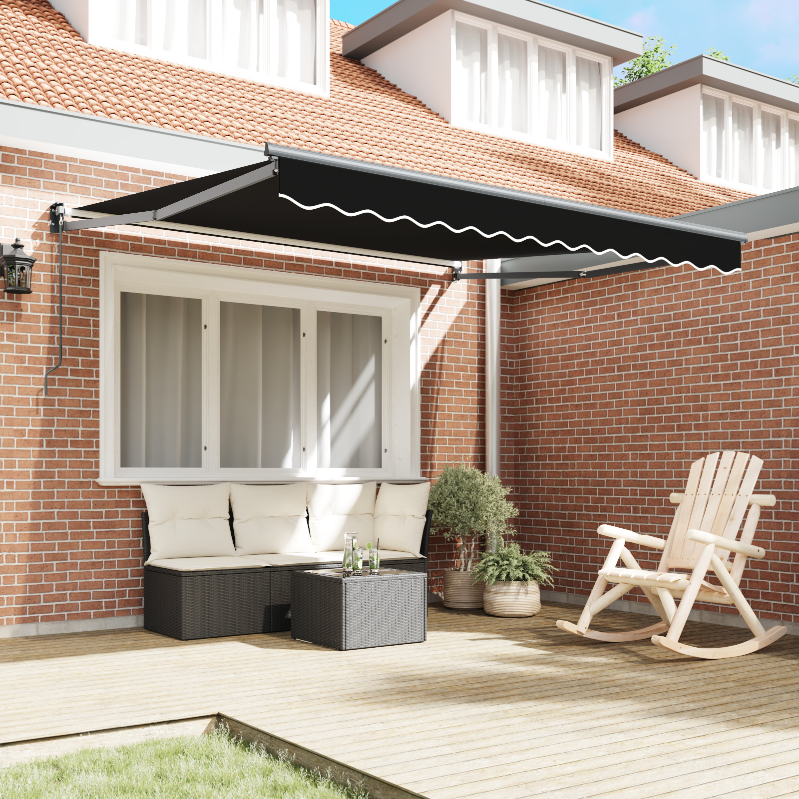 Marchiză manuală retractabilă vidaXL neagră 350x250 cm