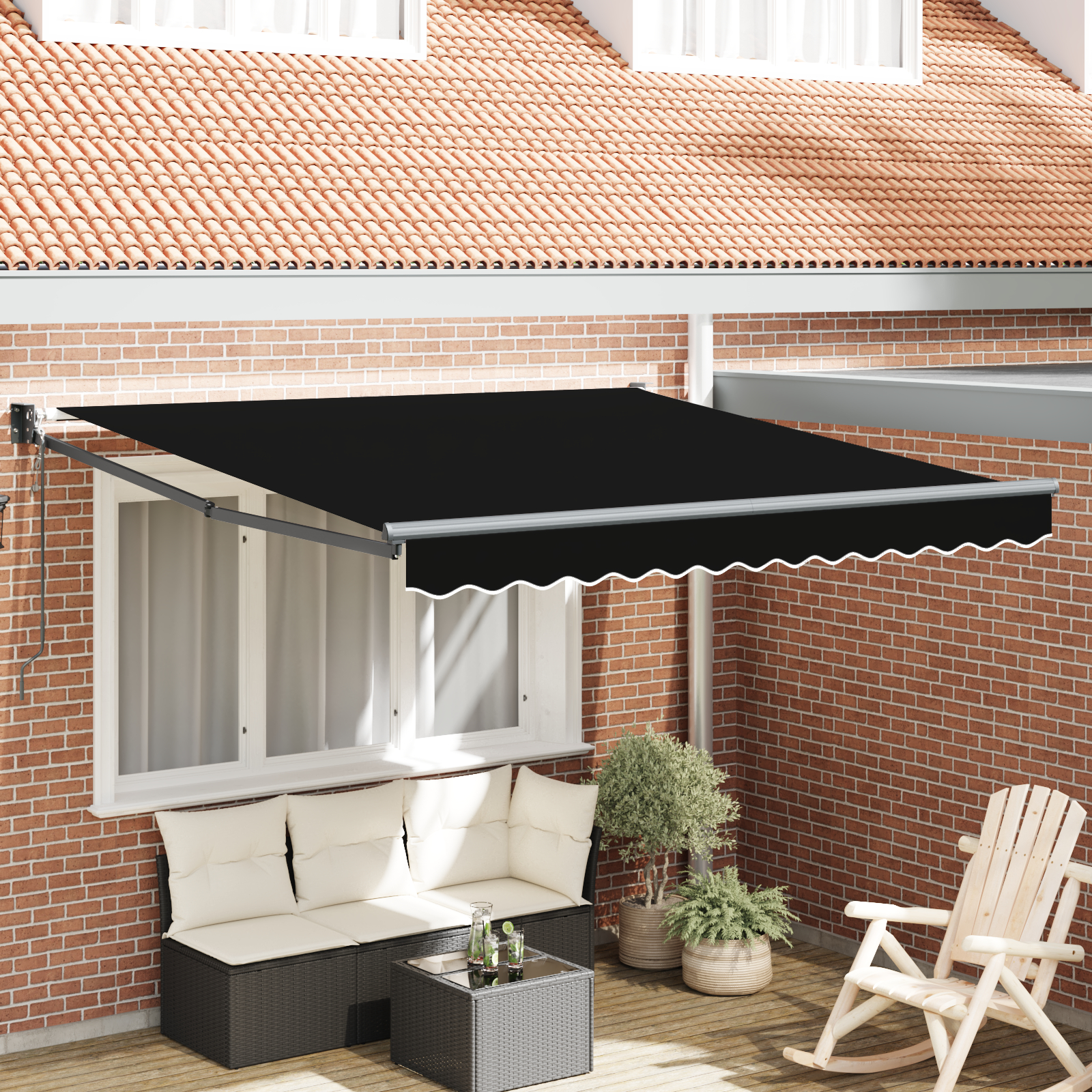 Marchiza retractabilă automată vidaXL Neagră 350x250 cm Marchiza retractabilă automată vidaXL Neagră 350x250 cm