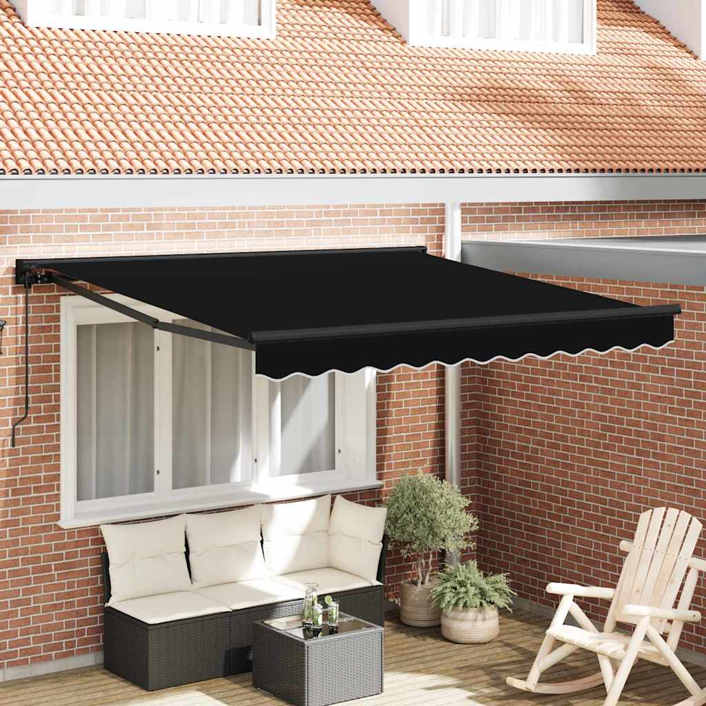 vidaXL Cortina Retractabilă Negru 350 x 250 cm Poliester și metal