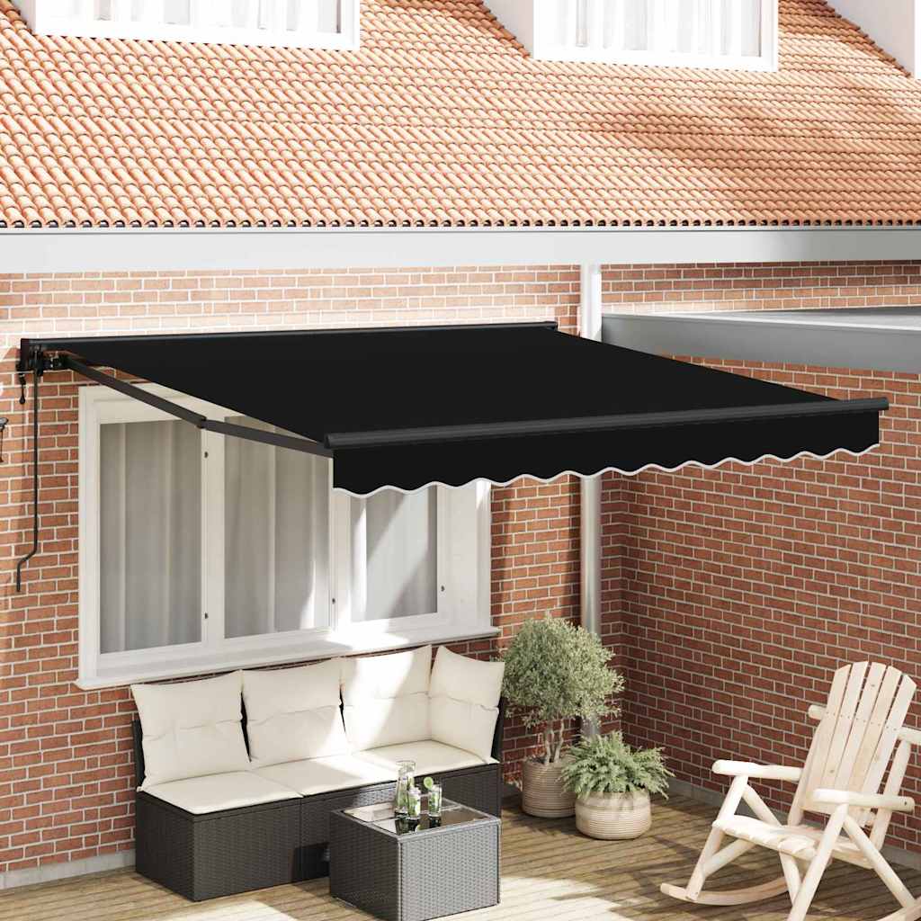 vidaXL Cortina Retractabilă Negru 350 x 250 cm Poliester și metal