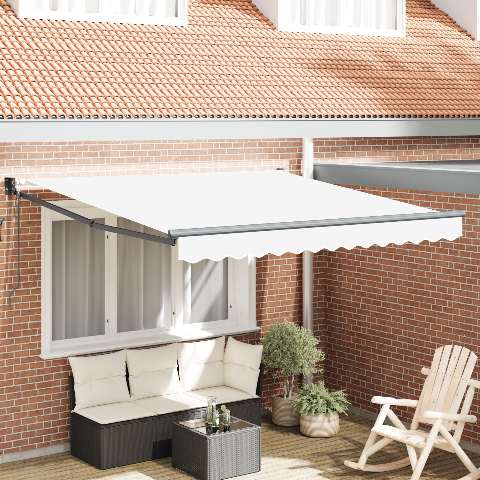 Marchiză Automată Retractabilă vidaXL Alb 350x250 cm Marchiză Automată Retractabilă vidaXL Alb 350x250 cm