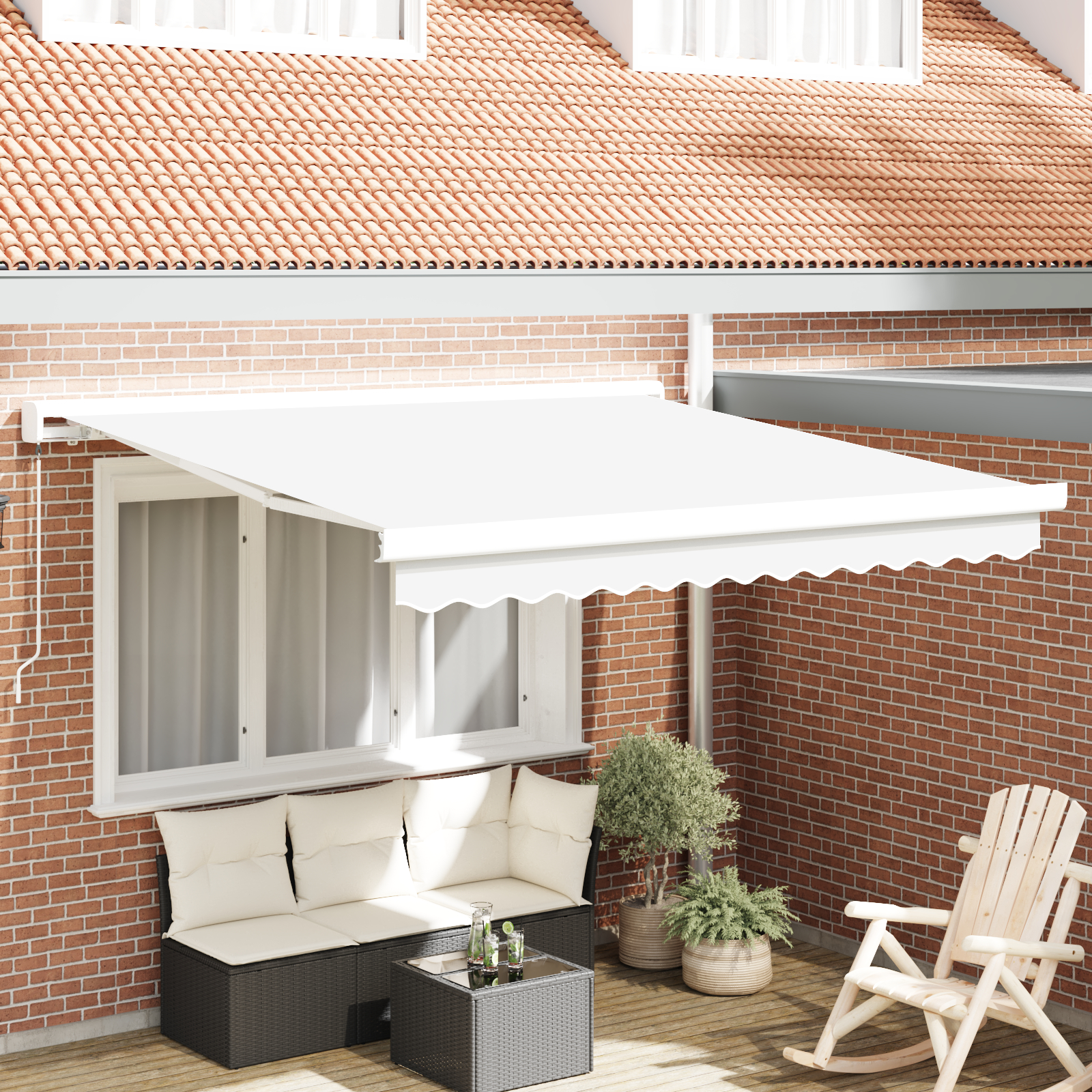 vidaXL Cortina Retractabilă Alb 350 x 250 cm Material textil, Metal