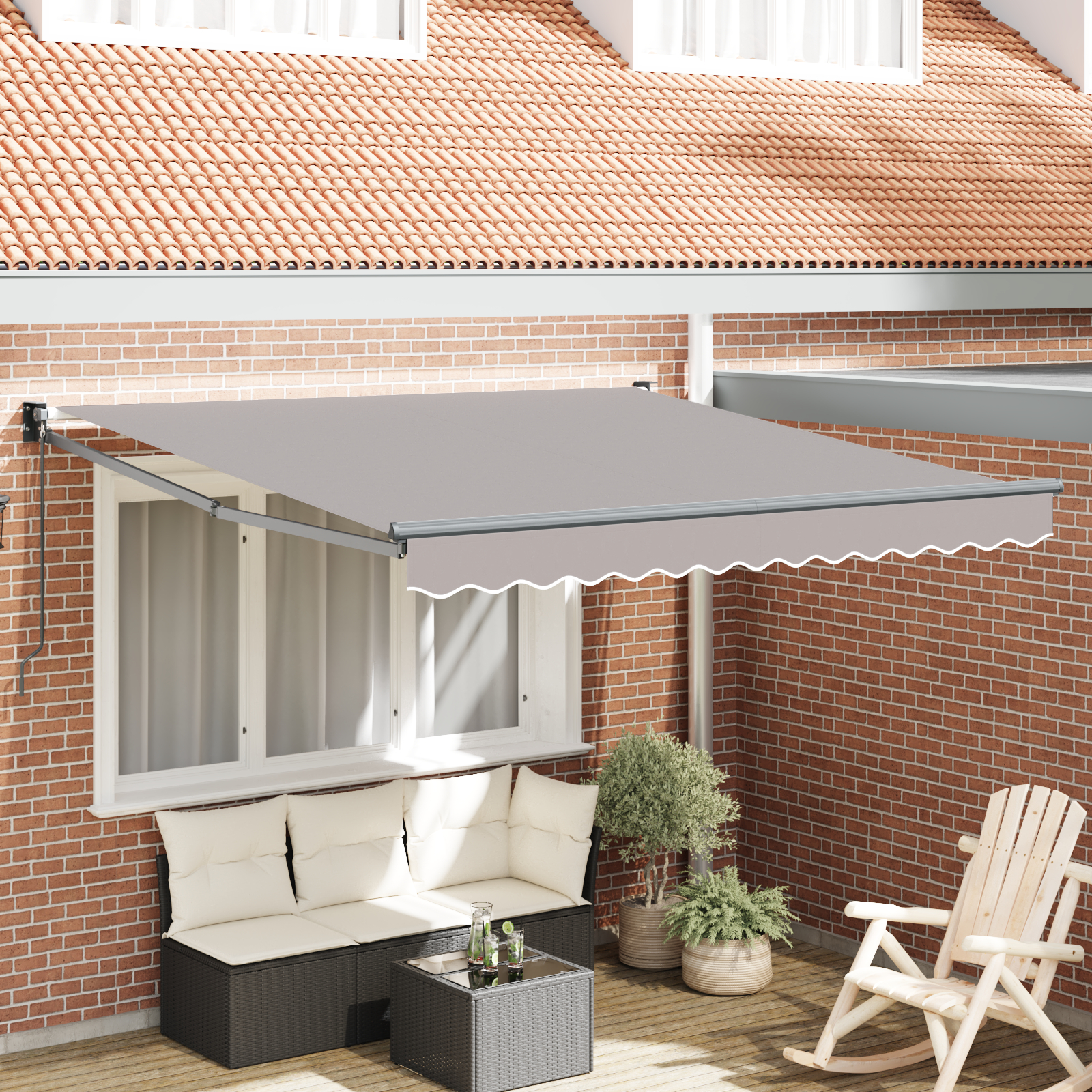 Marchiza Retractabilă Manuală vidaXL Gri 350x250 cm Marchiza Retractabilă Manuală vidaXL Gri 350x250 cm