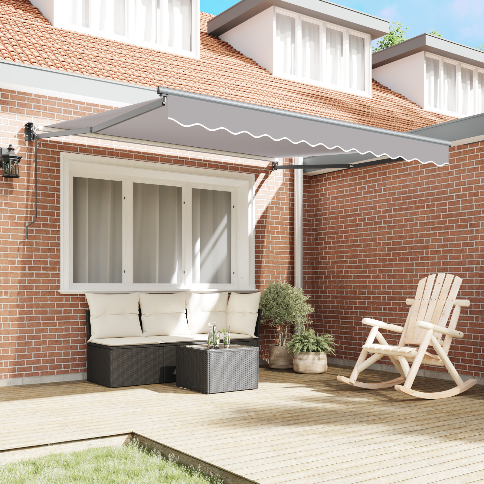 Marchiză Retractabilă Automată Gri vidaXL 350x250 cm