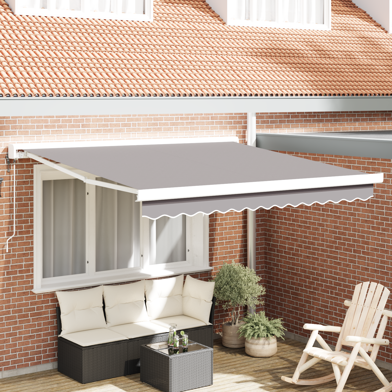 vidaXL Cortina Retractabilă Manual Gri deschis 350 x 250 cm vidaXL Cortina Retractabilă Manual Gri deschis 350 x 250 cm