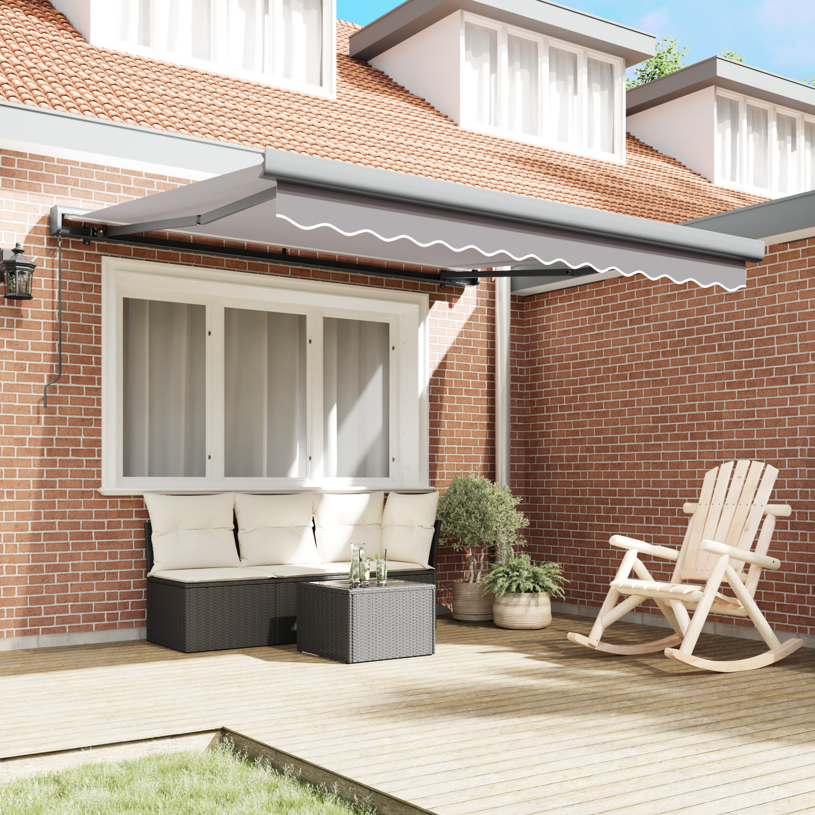 Marchiză manuală retractabilă vidaXL gri deschis 350x250 cm Marchiză manuală retractabilă vidaXL gri deschis 350x250 cm