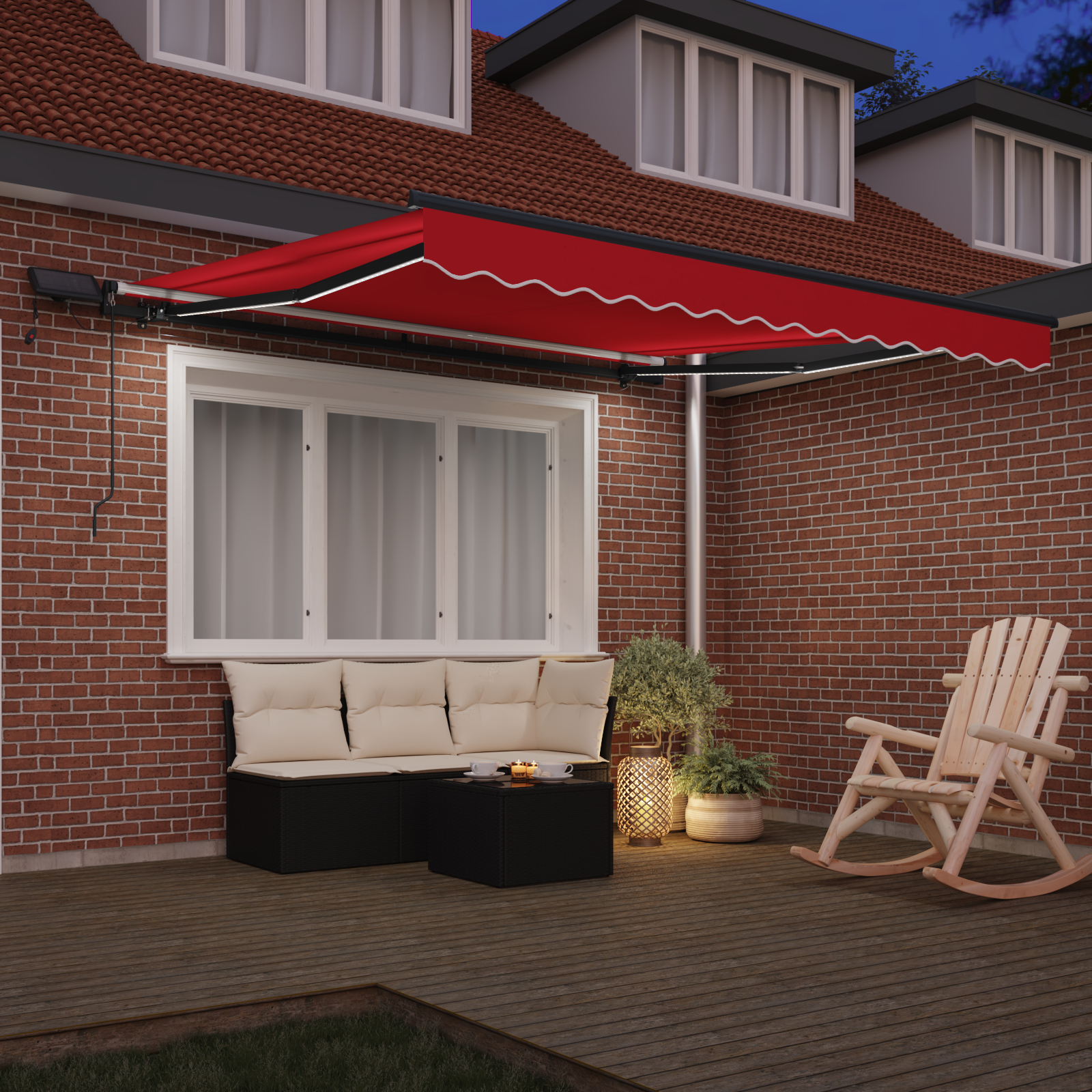 Marchiză Manuală Retractabilă cu LED Roșie 350x250 cm Marchiză Manuală Retractabilă cu LED Roșie 350x250 cm