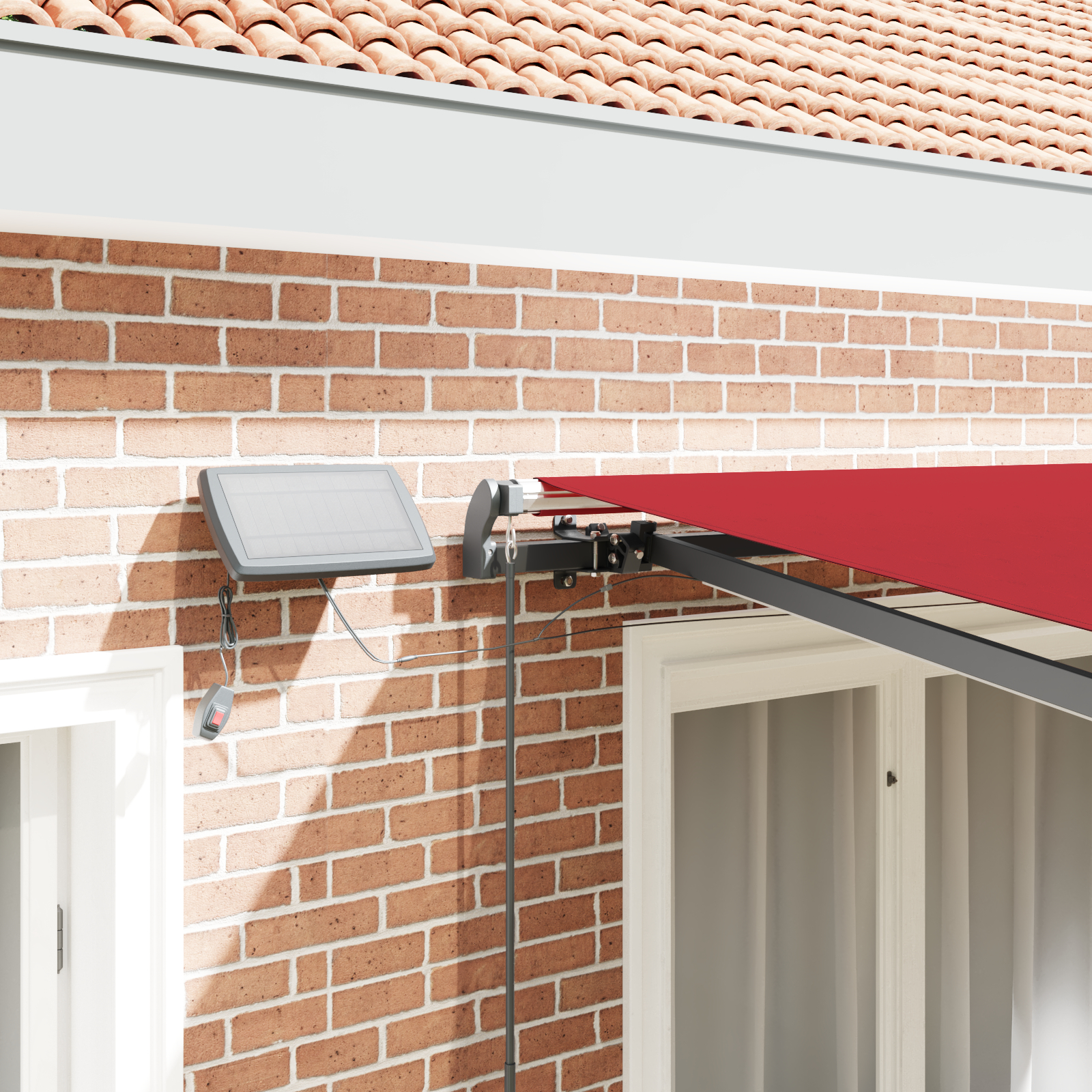 Marchiză Manuală Retractabilă cu LED Roșie 350x250 cm Marchiză Manuală Retractabilă cu LED Roșie 350x250 cm