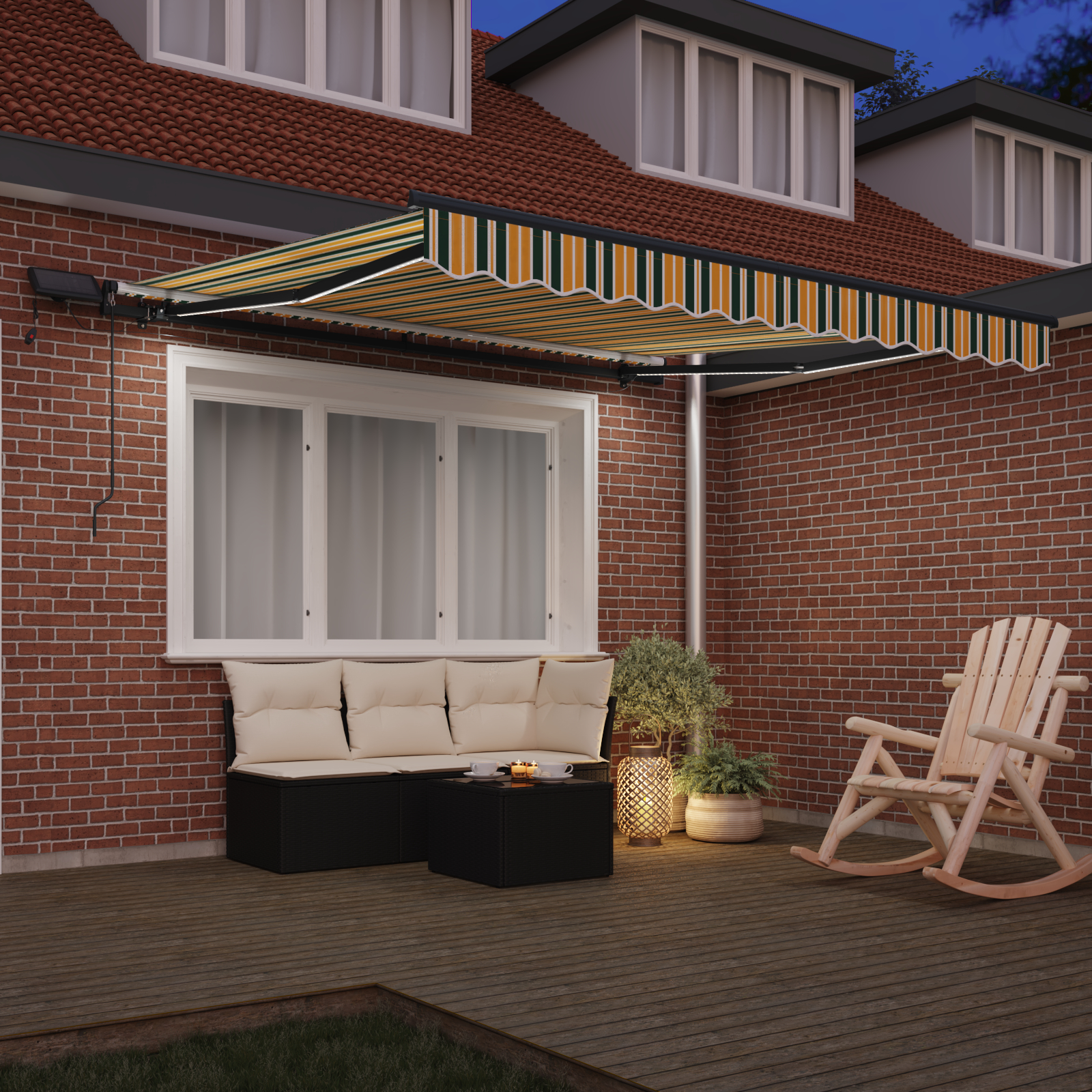 Marchiză manuală retractabilă vidaXL cu LED Verde și Galben 350x250 cm Marchiză manuală retractabilă vidaXL cu LED Verde și Galben 350x250 cm