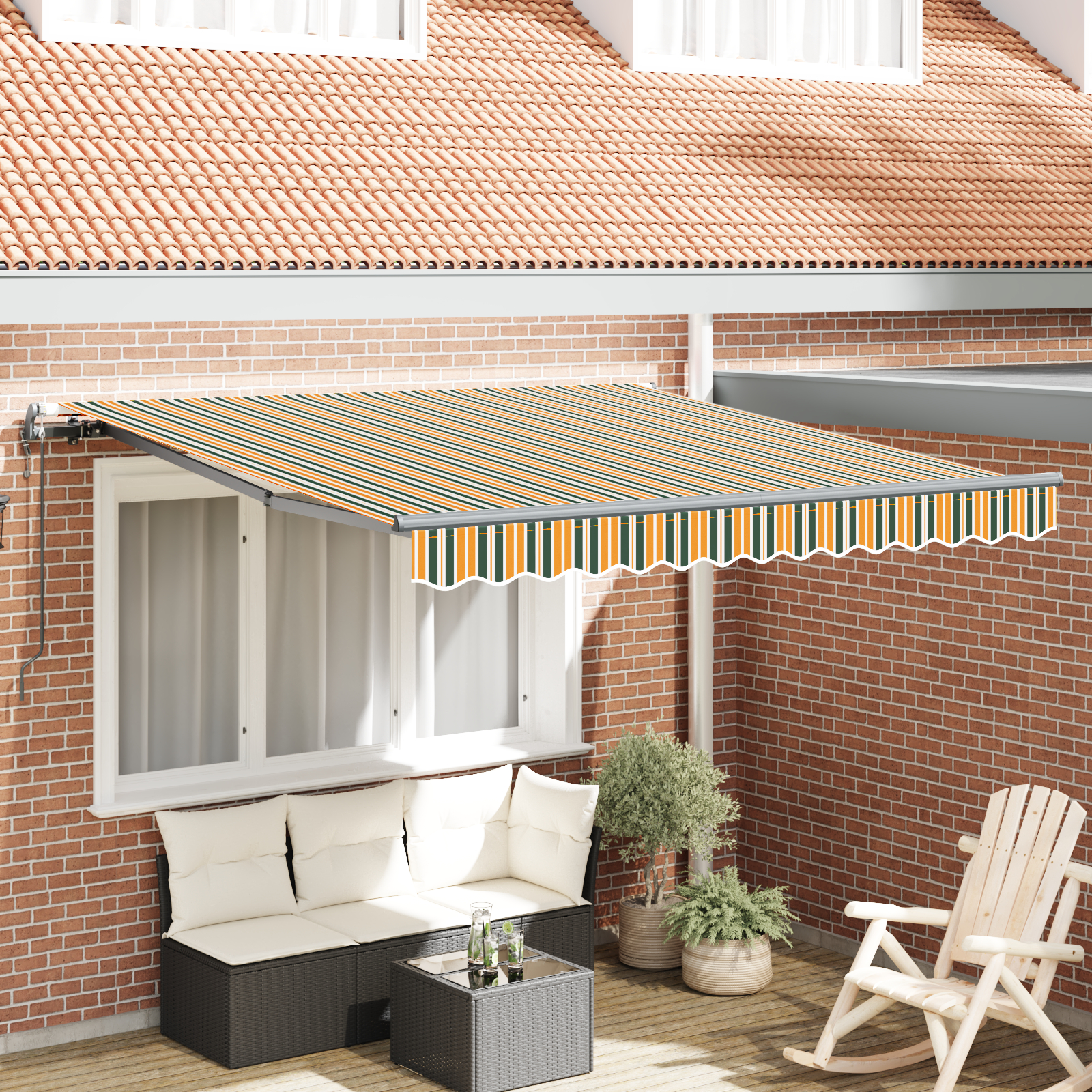 vidaXL Obor cu retractare automată, verde și galben, 350 x 250 cm vidaXL Obor cu retractare automată, verde și galben, 350 x 250 cm