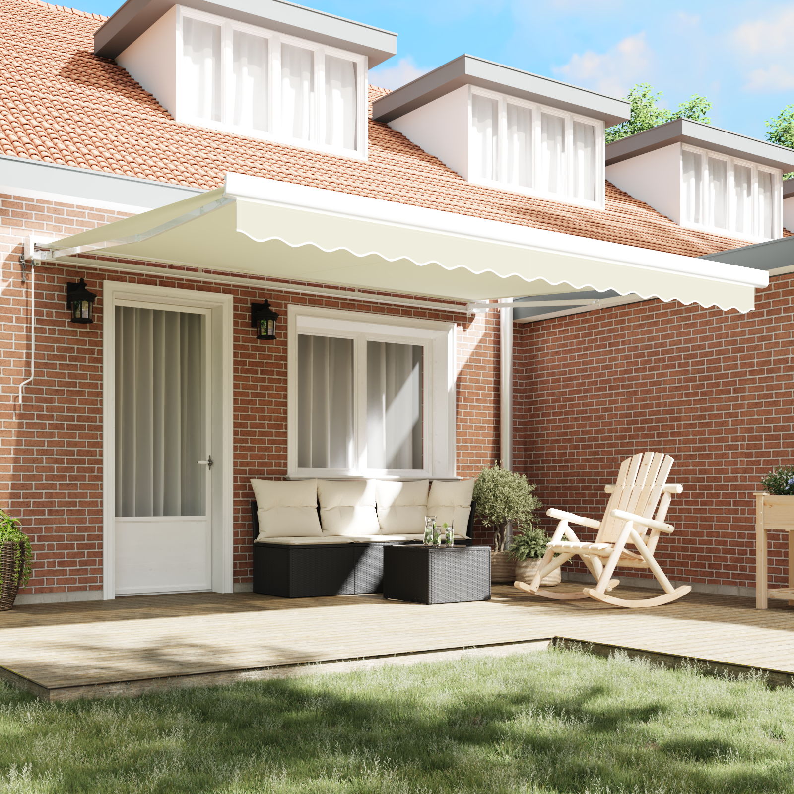 vidaXL Cortina Retractabilă Crem 400 × 300 cm Material textil, Metal