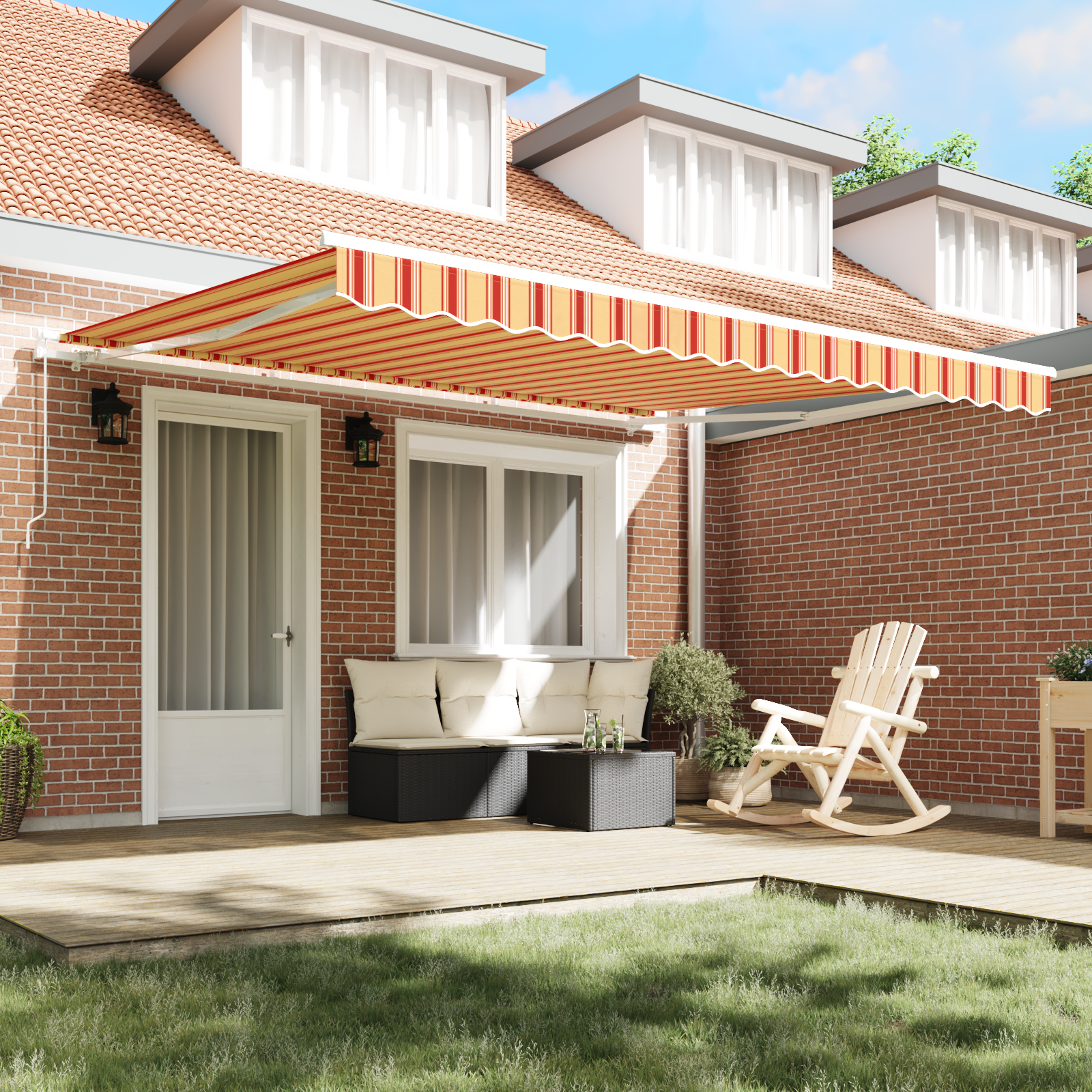 vidaXL Cortina Retractabilă galben și portocaliu 400 × 300 cm vidaXL Cortina Retractabilă galben și portocaliu 400 × 300 cm