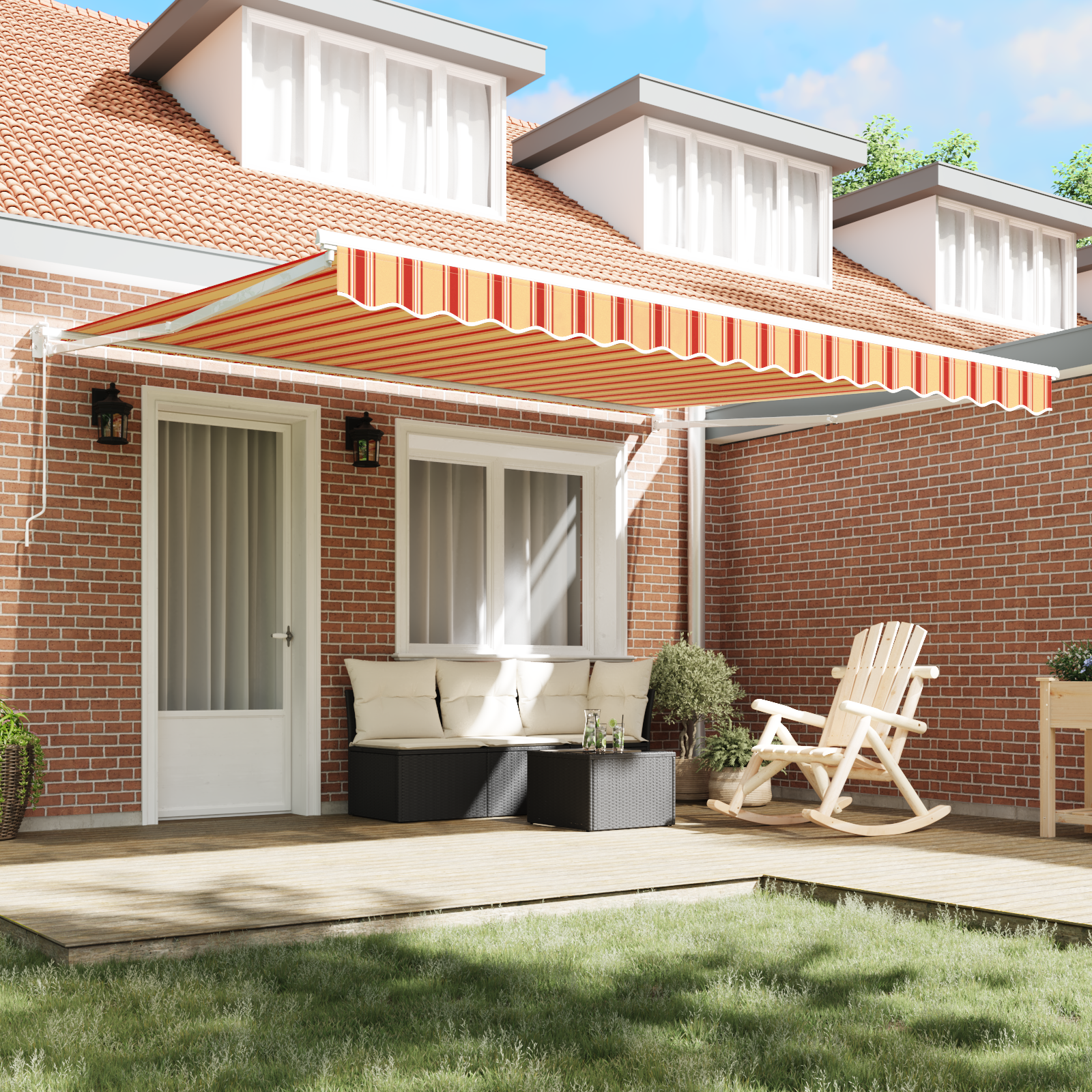 vidaXL Cortina Retractabilă galben și portocaliu 400 × 300 cm vidaXL Cortina Retractabilă galben și portocaliu 400 × 300 cm