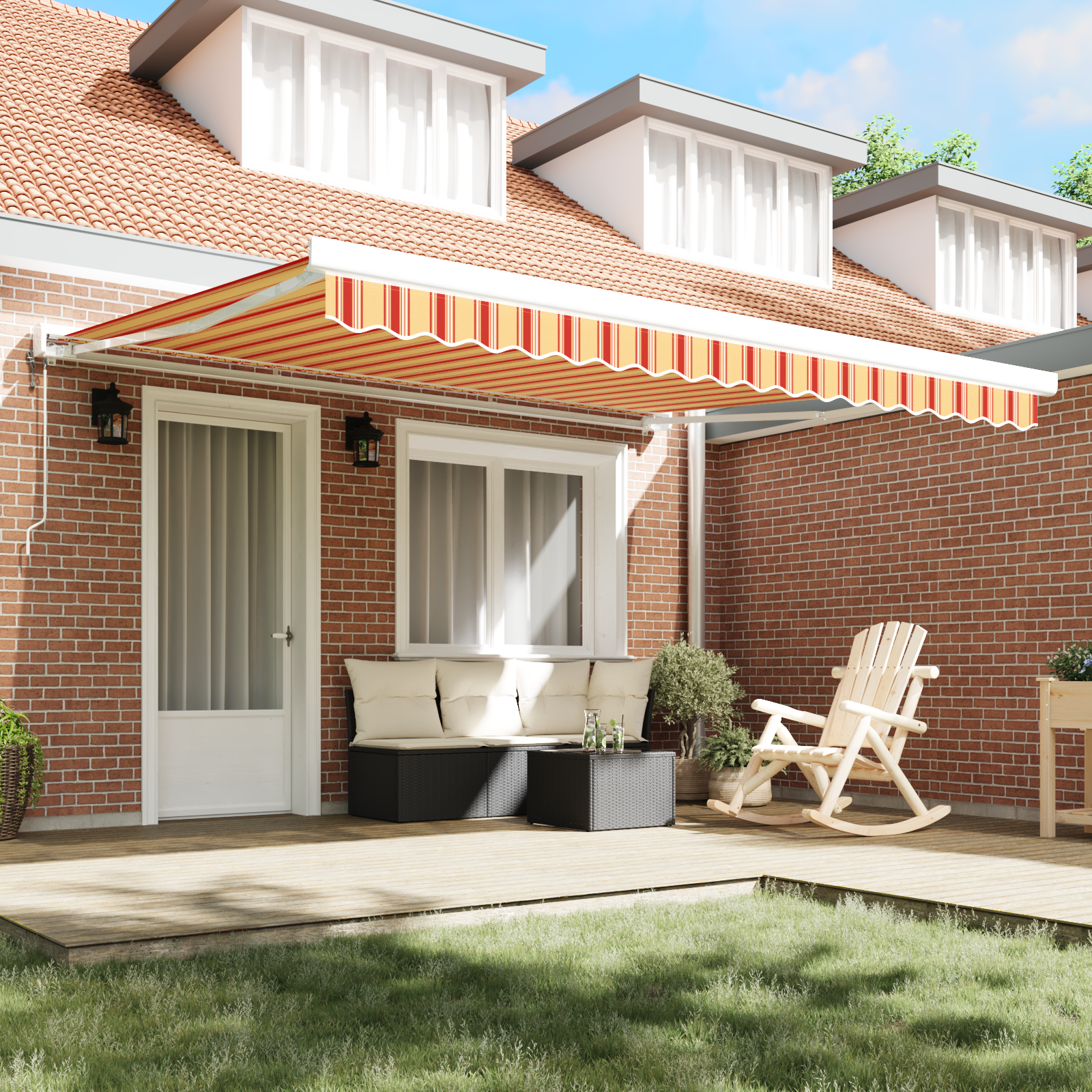 vidaXL Cortina Retractabilă Galben și portocalie 400 × 300 cm