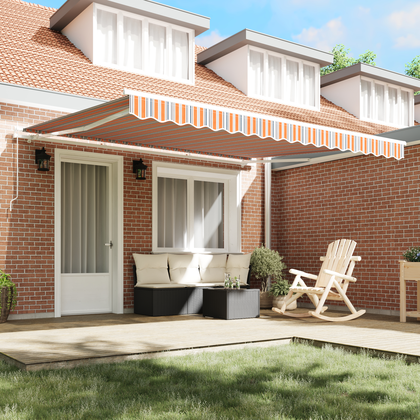 vidaXL Cortina Retractabilă Multicolour 400 × 300 cm Poliester vidaXL Cortina Retractabilă Multicolour 400 × 300 cm Poliester