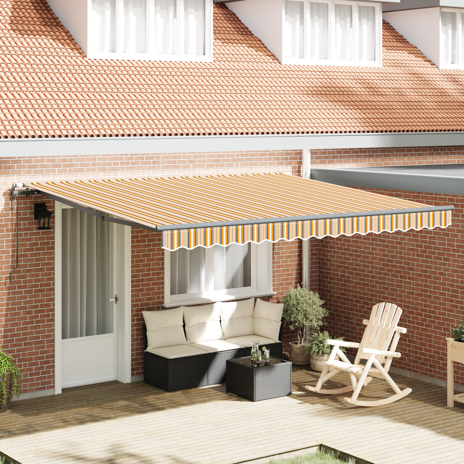 vidaXL Pergolă Retractabilă Automată cu Dungi Multicolore 400 x 300 cm vidaXL Pergolă Retractabilă Automată cu Dungi Multicolore 400 x 300 cm