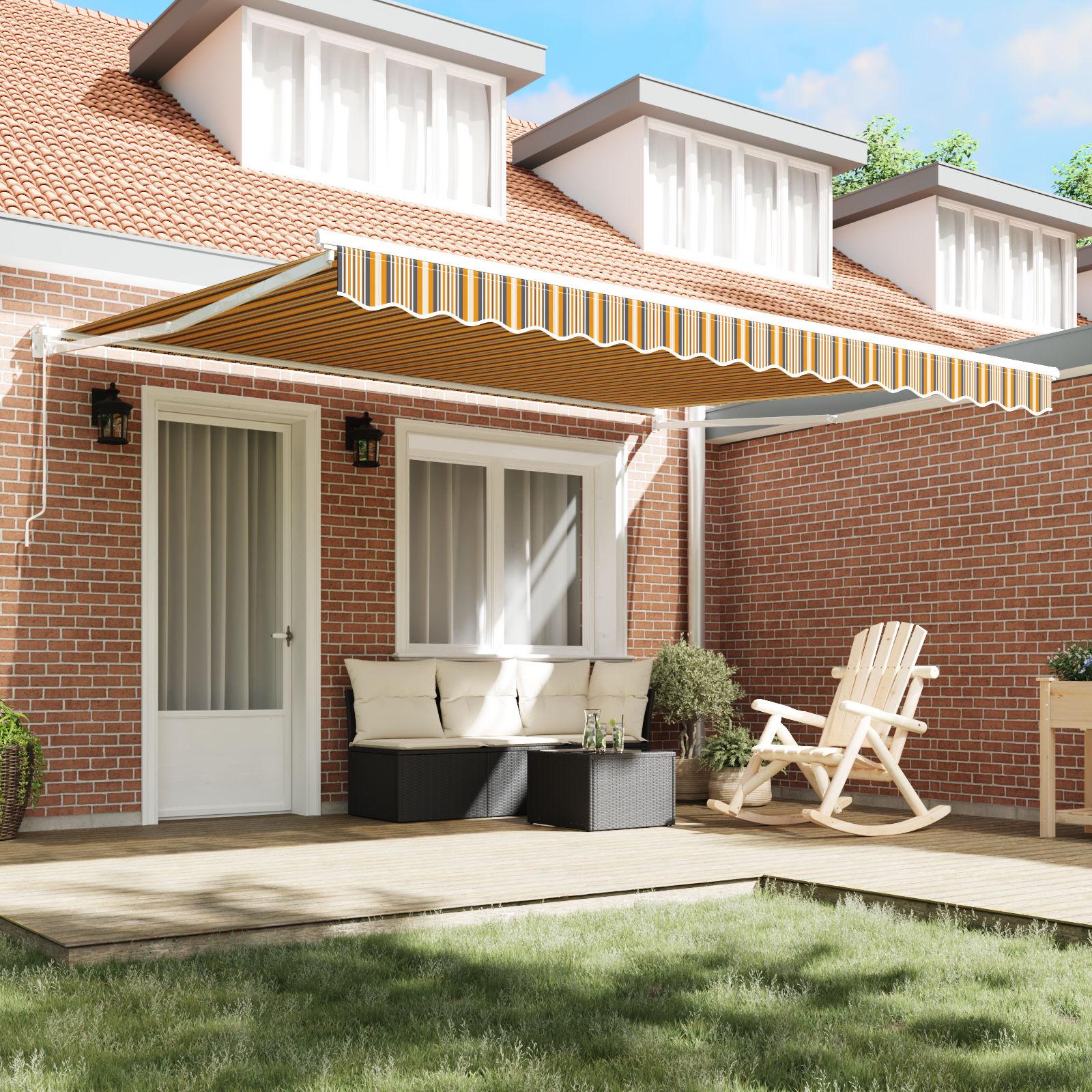 vidaXL Cortina Retractabilă Multicolour 400 × 300 cm Poliester vidaXL Cortina Retractabilă Multicolour 400 × 300 cm Poliester