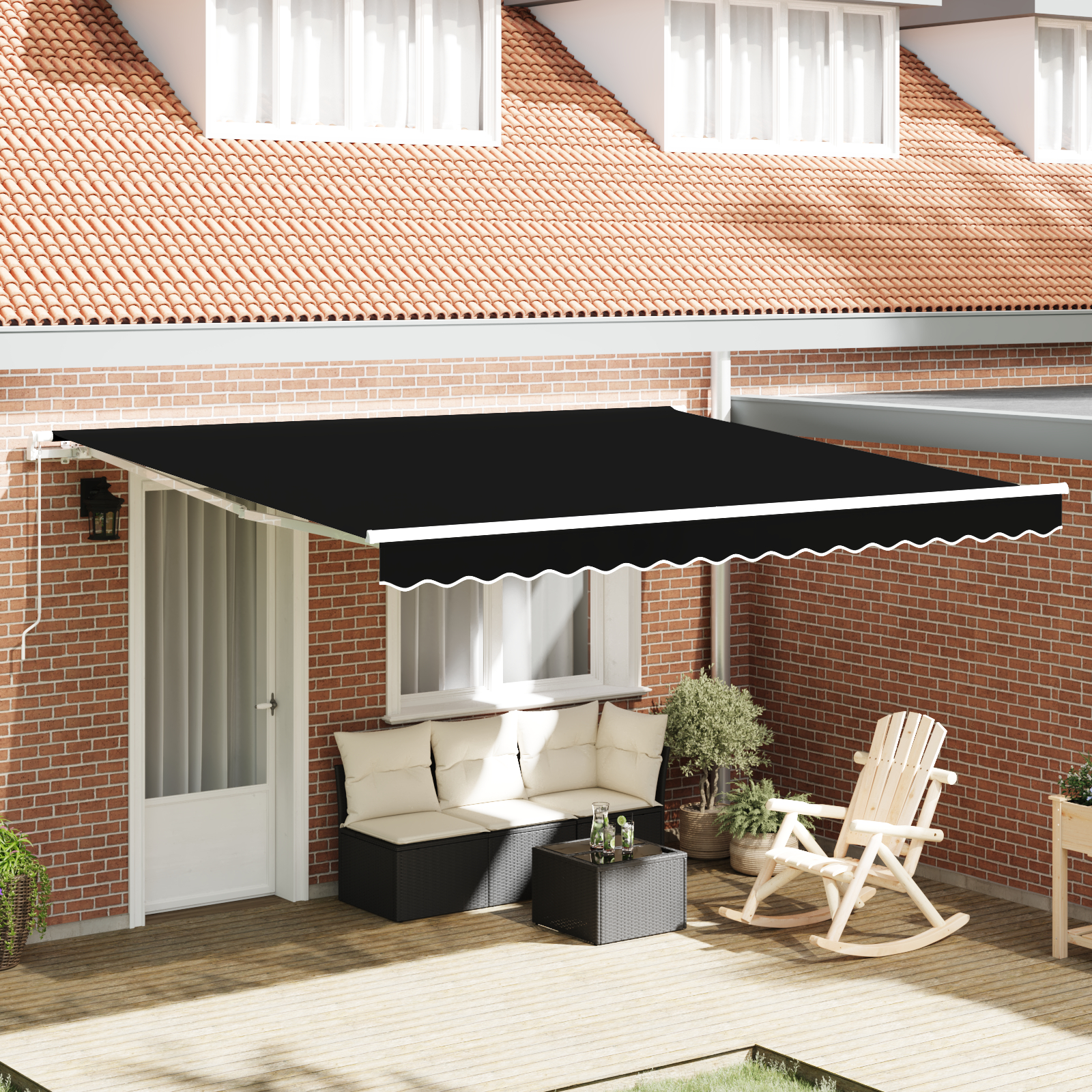 Marchiză manuală retractabilă vidaXL neagră 400x300 cm Marchiză manuală retractabilă vidaXL neagră 400x300 cm