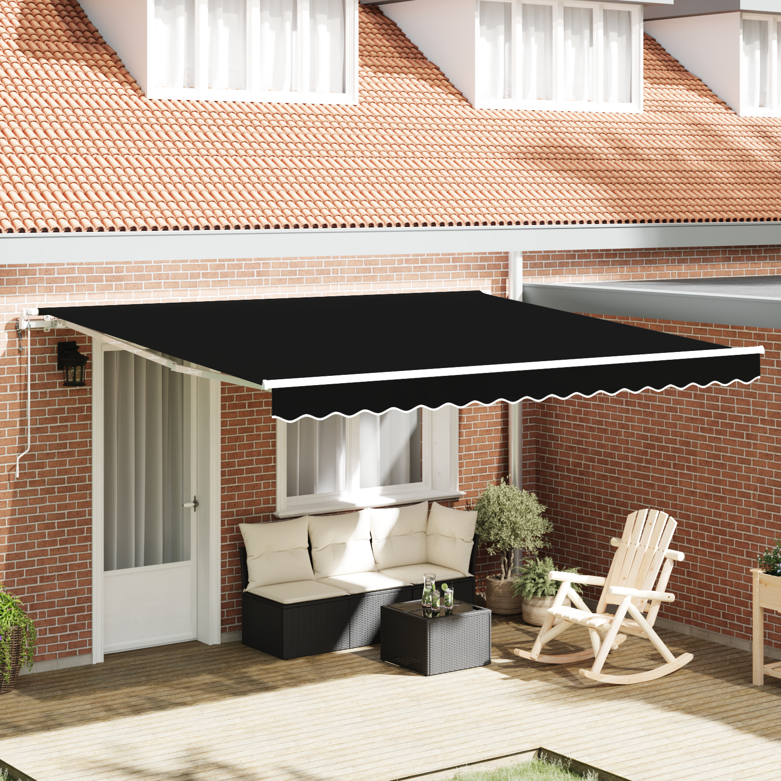 vidaXL Cortina Retractabilă Negru 400 × 300 cm Material textil și oțel