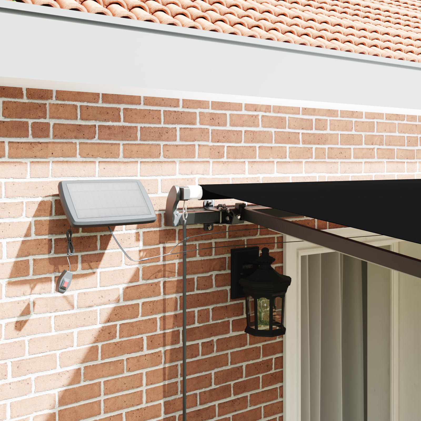 Marchiza Manuală Retractabilă cu LED Neagră 400x300 cm Marchiza Manuală Retractabilă cu LED Neagră 400x300 cm