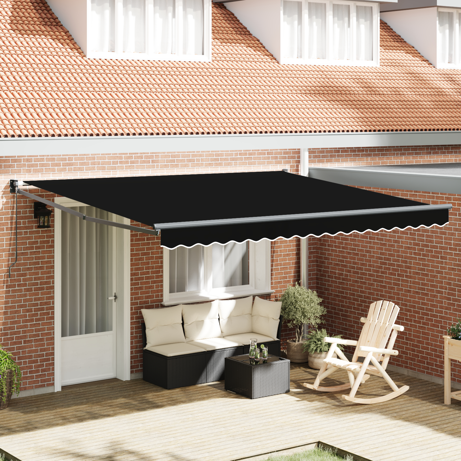 Marchiză retractabilă manuală vidaXL Negru 400x300 cm Marchiză retractabilă manuală vidaXL Negru 400x300 cm