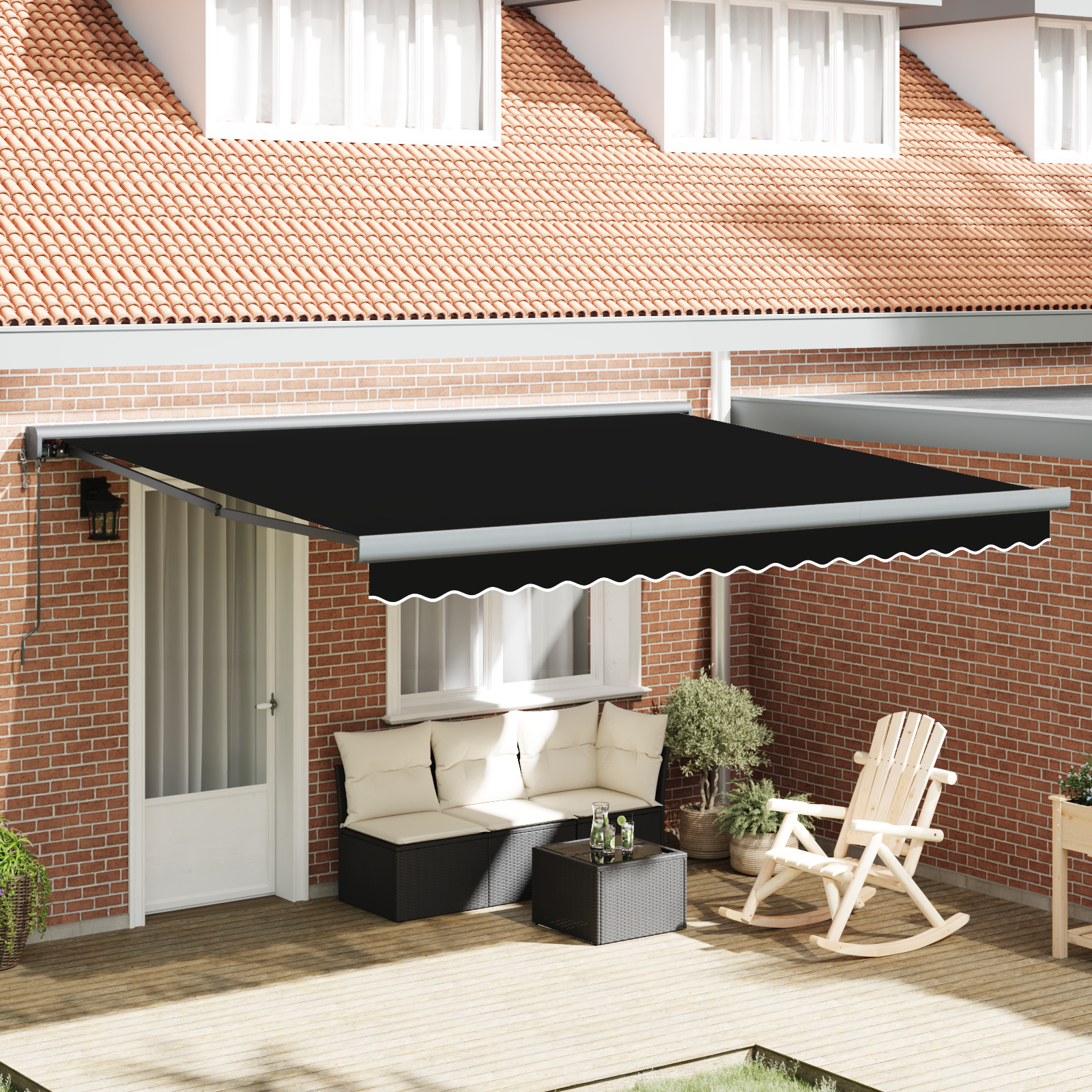 vidaXL Umbra Retractabilă Automată Neagră 400x300 cm