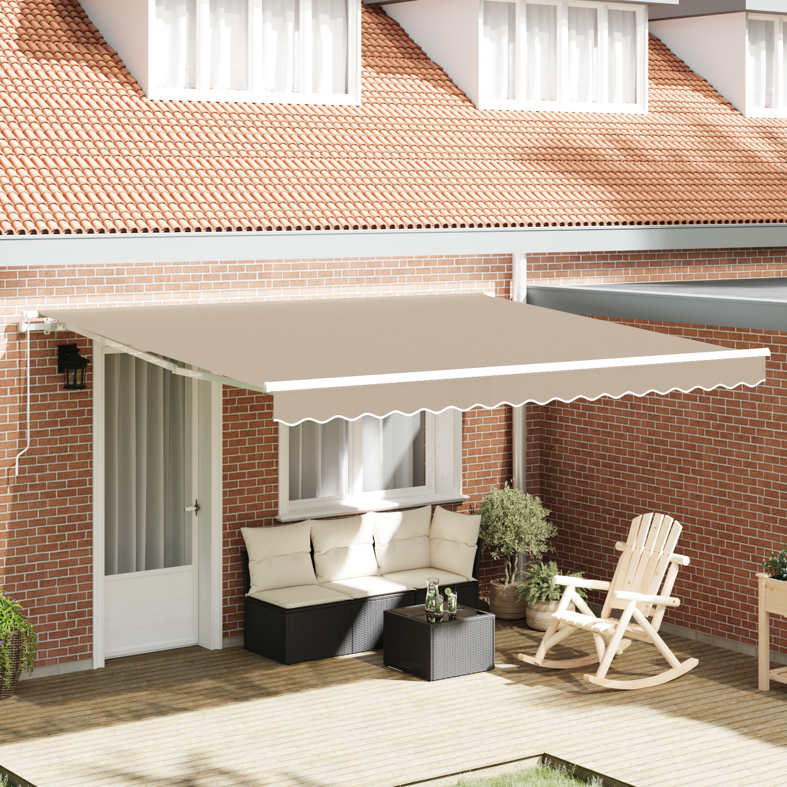 Marchiză retractabilă manuală vidaXL Bej 400x300 cm Marchiză retractabilă manuală vidaXL Bej 400x300 cm