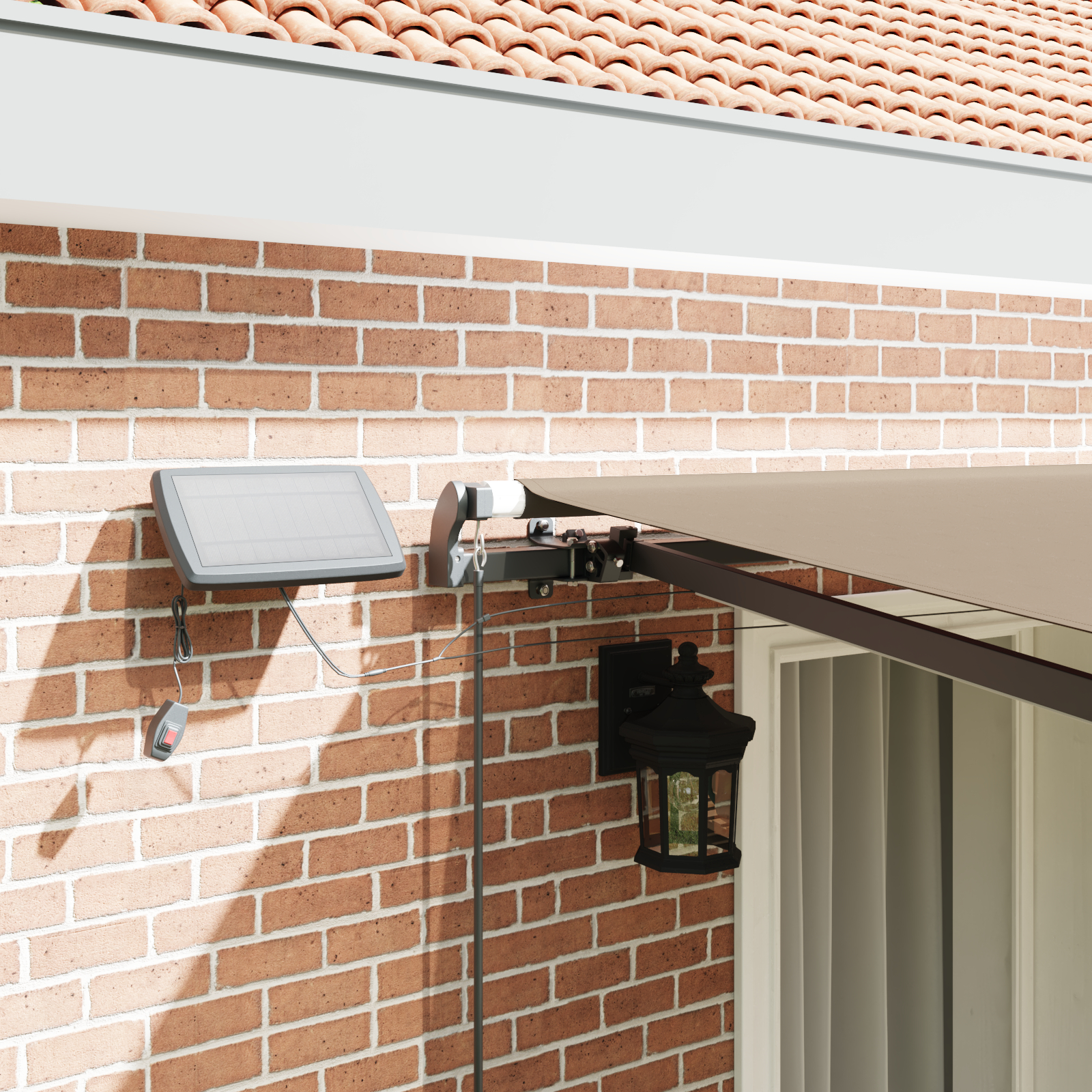 Marchiza manuală retractabilă vidaXL cu LED Bej 400x300 cm Marchiza manuală retractabilă vidaXL cu LED Bej 400x300 cm