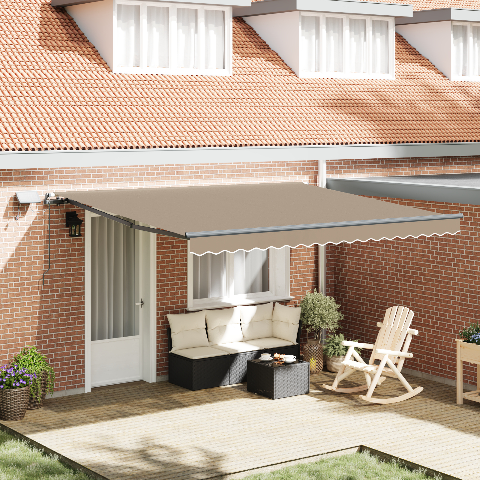 Marchiza manuală retractabilă vidaXL cu LED Bej 400x300 cm Marchiza manuală retractabilă vidaXL cu LED Bej 400x300 cm