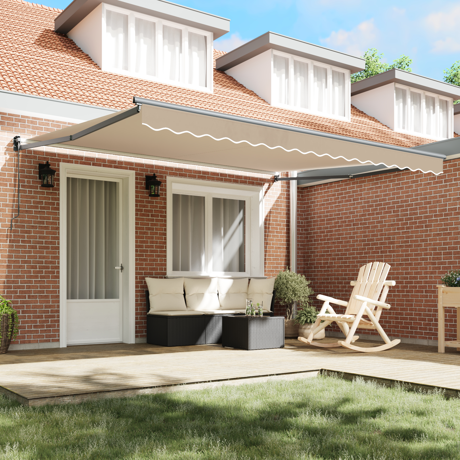 Marchiză manuală retractabilă vidaXL Bej 400x300 cm Marchiză manuală retractabilă vidaXL Bej 400x300 cm