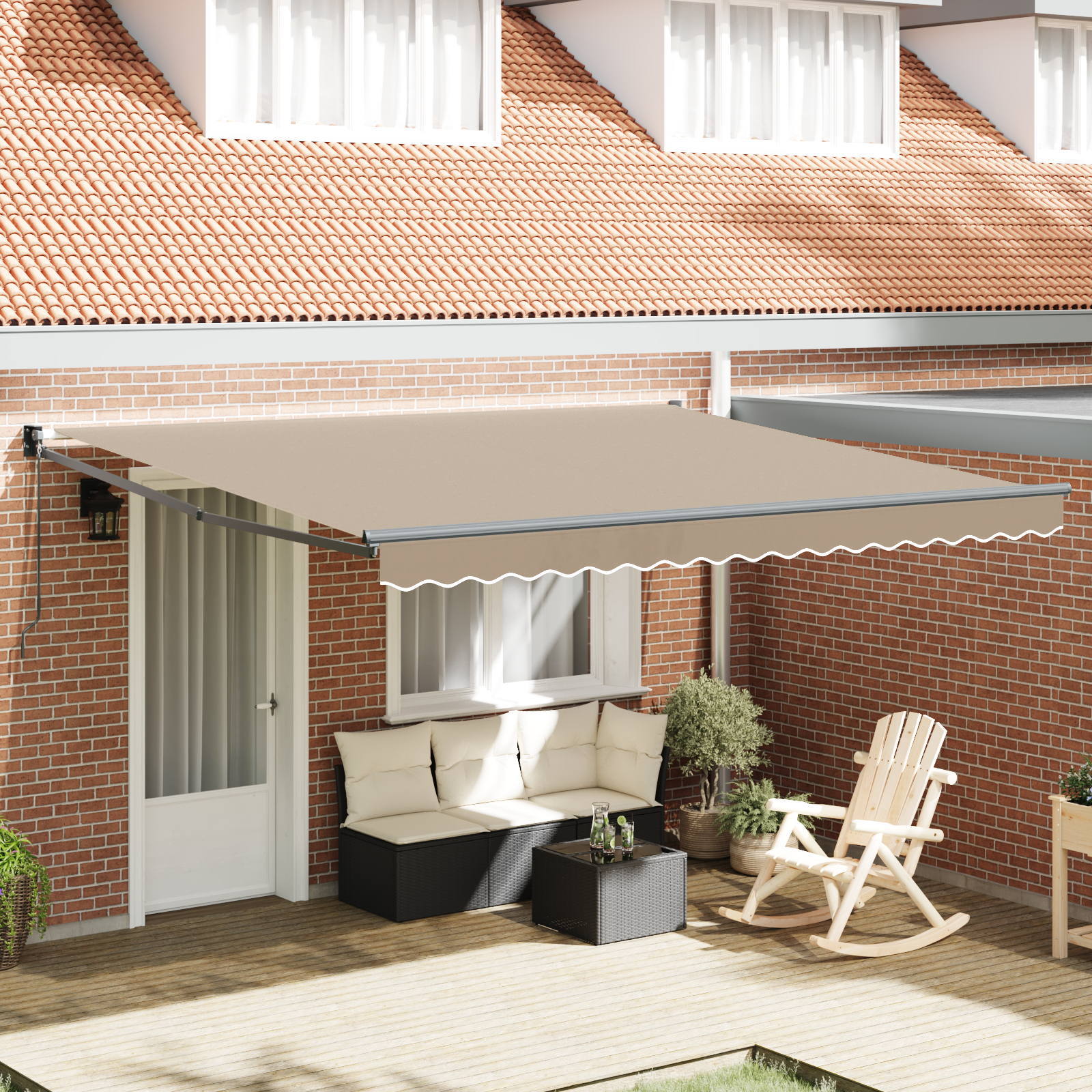Marchiză manuală retractabilă vidaXL Bej 400x300 cm Marchiză manuală retractabilă vidaXL Bej 400x300 cm