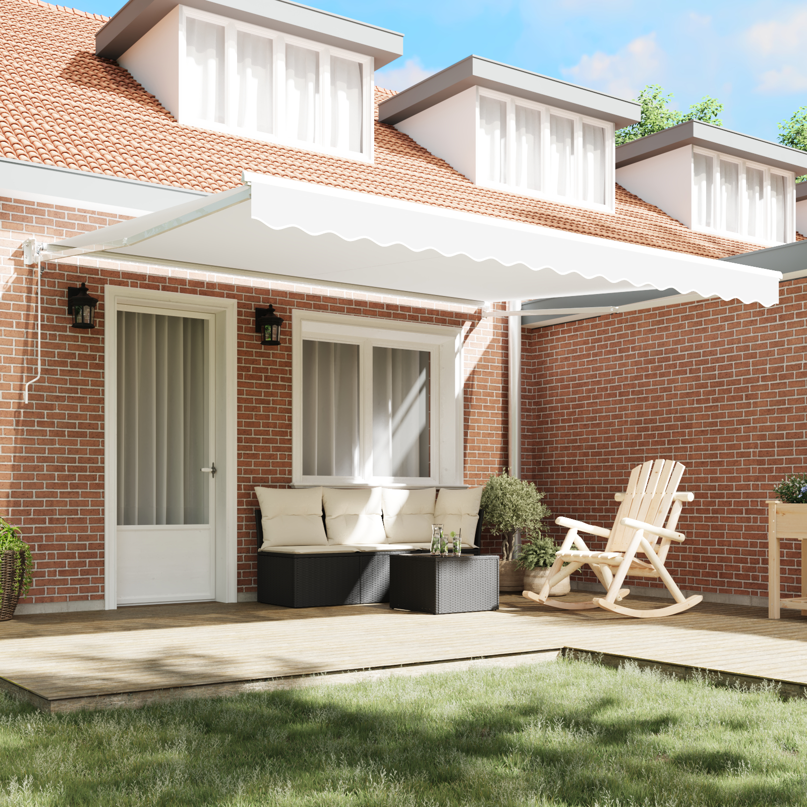 vidaXL Markiză Retractabilă Automată Alb 400x300 cm