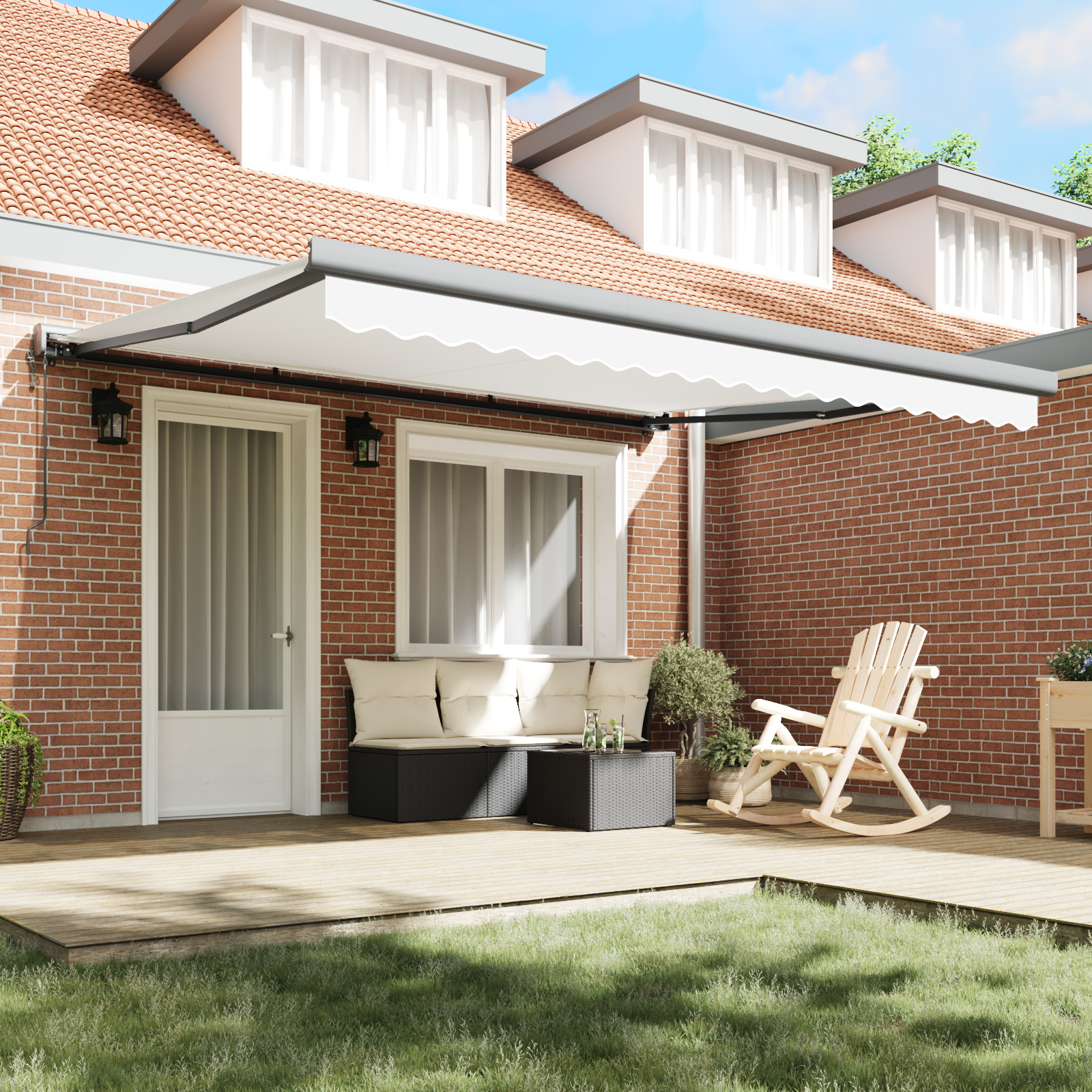 vidaXL Umbra Automată Retractabilă Alb 400x300 cm