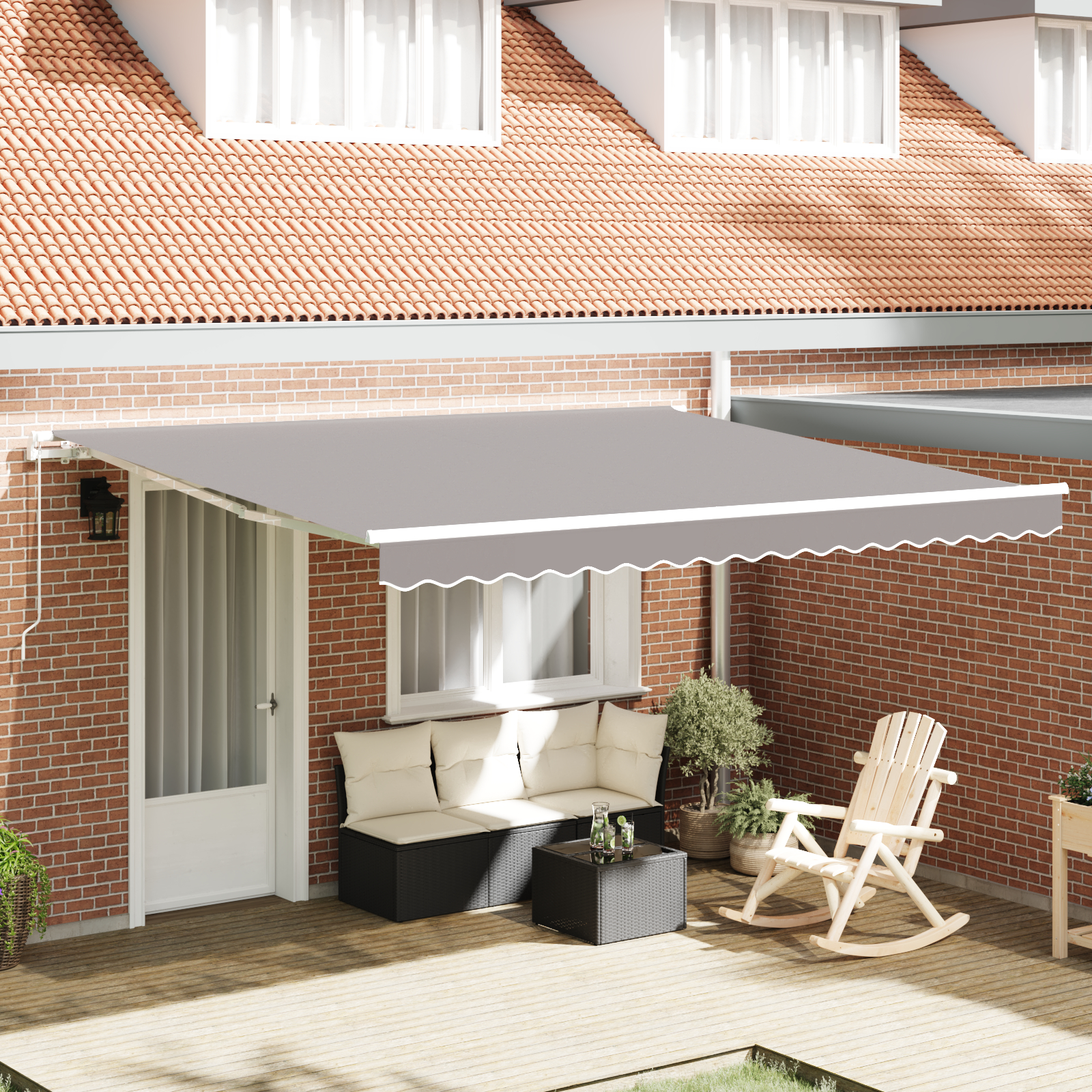 Marchiza manuală retractabilă vidaXL gri deschis 400x300 cm