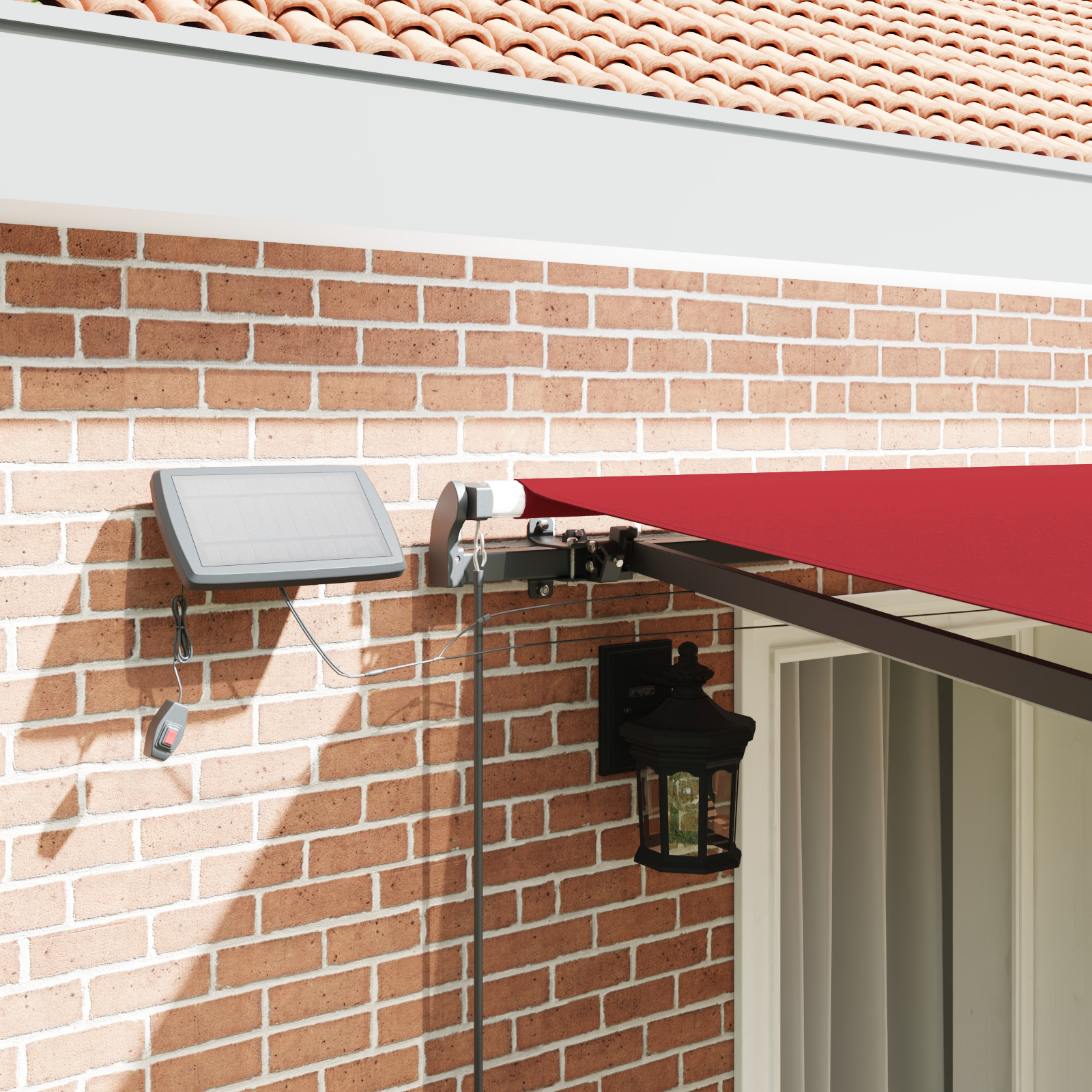 vidaXL Cortina Retractabilă Manual Roșu 400 × 300 cm țesătură vidaXL Cortina Retractabilă Manual Roșu 400 × 300 cm țesătură