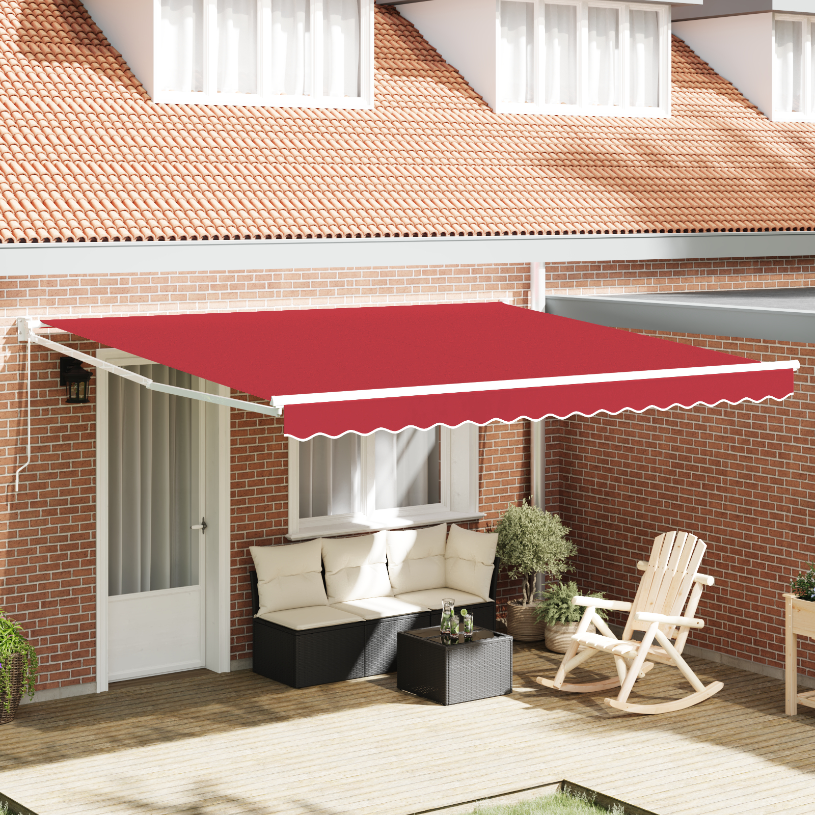 Marchiză manuală retractabilă vidaXL Roșu 400x300 cm Marchiză manuală retractabilă vidaXL Roșu 400x300 cm