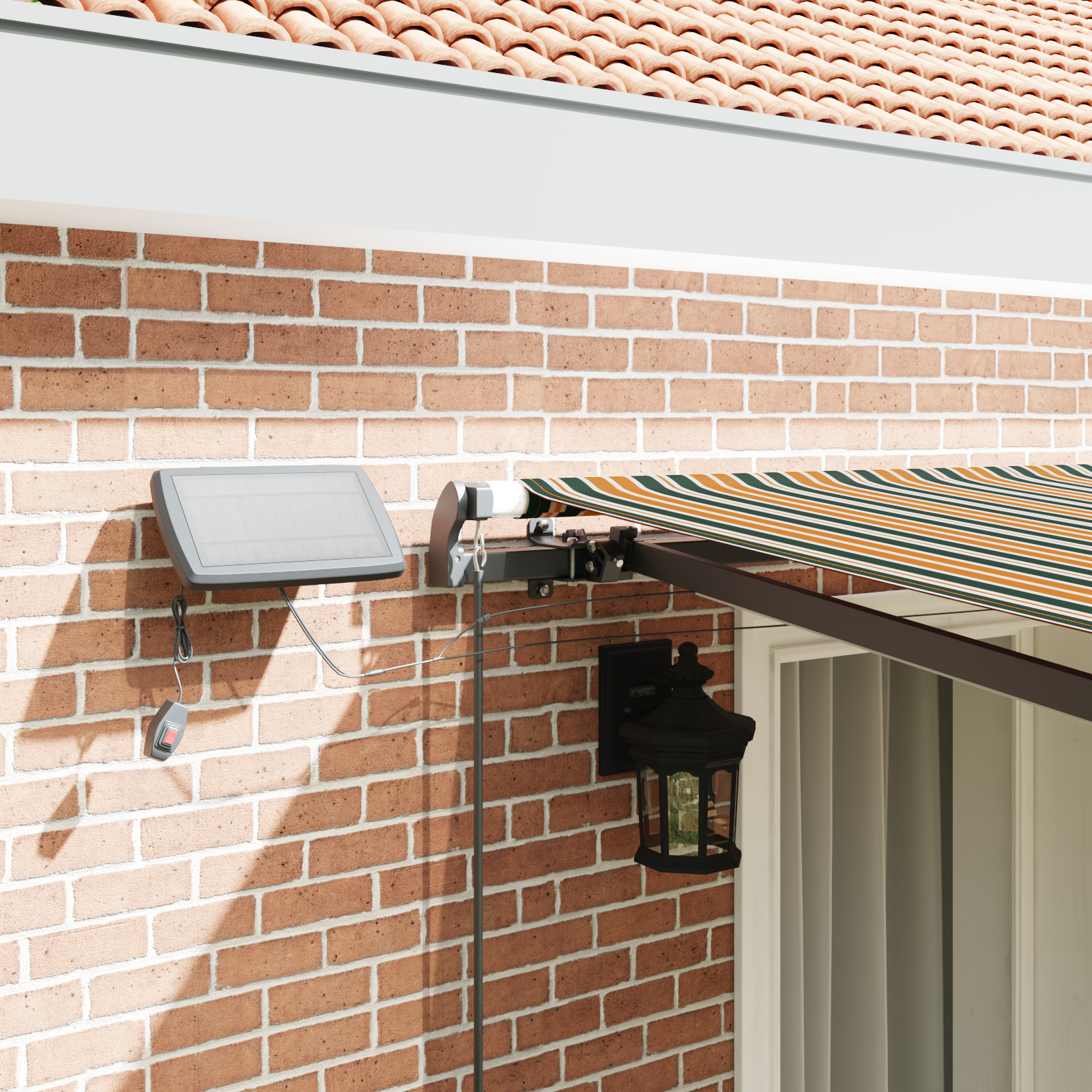 Marchiză manuală retractabilă cu LED Verde și Galben 400x300 cm Marchiză manuală retractabilă cu LED Verde și Galben 400x300 cm